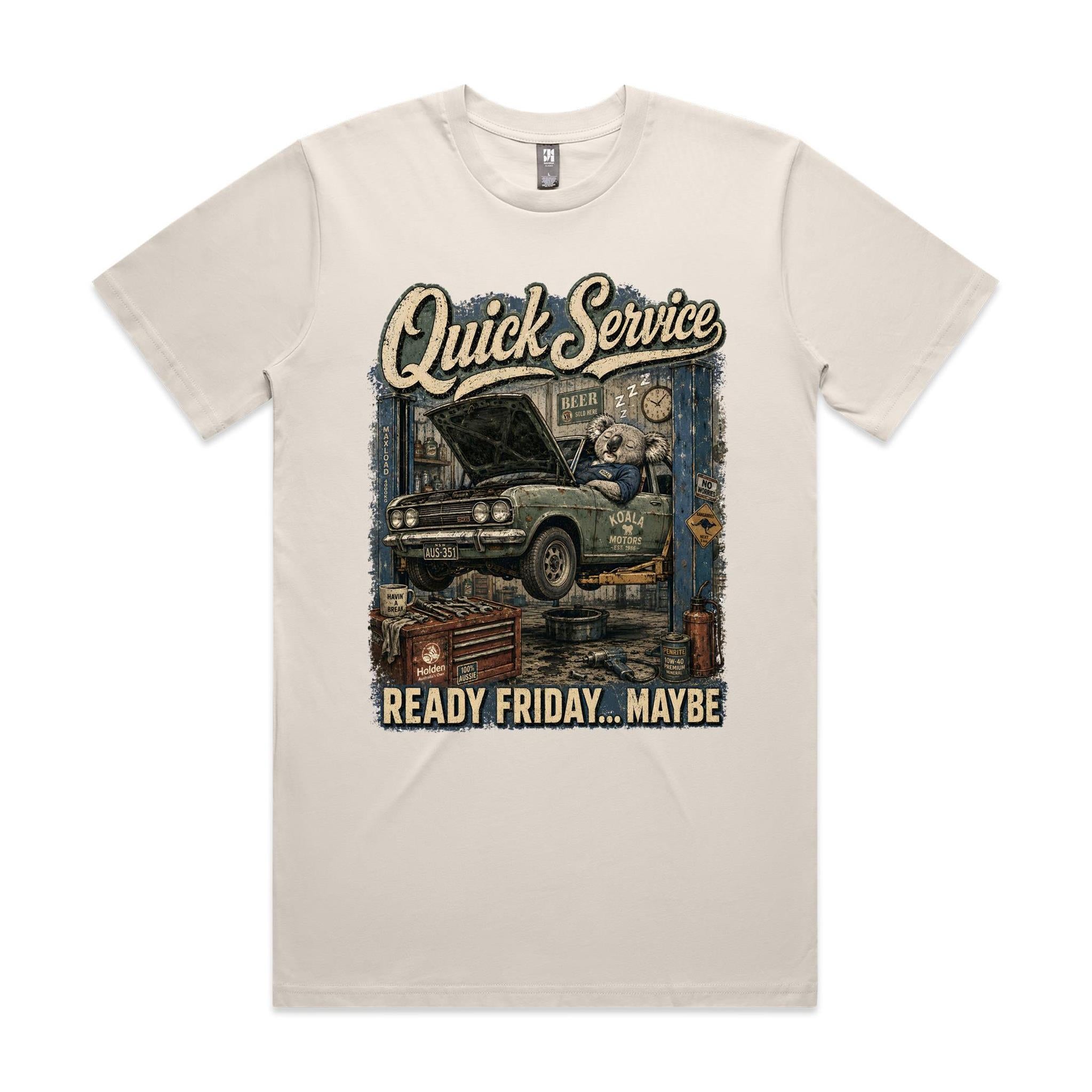 Quick Service — Ready Friday... Maybe | Koala Mechanic Tee