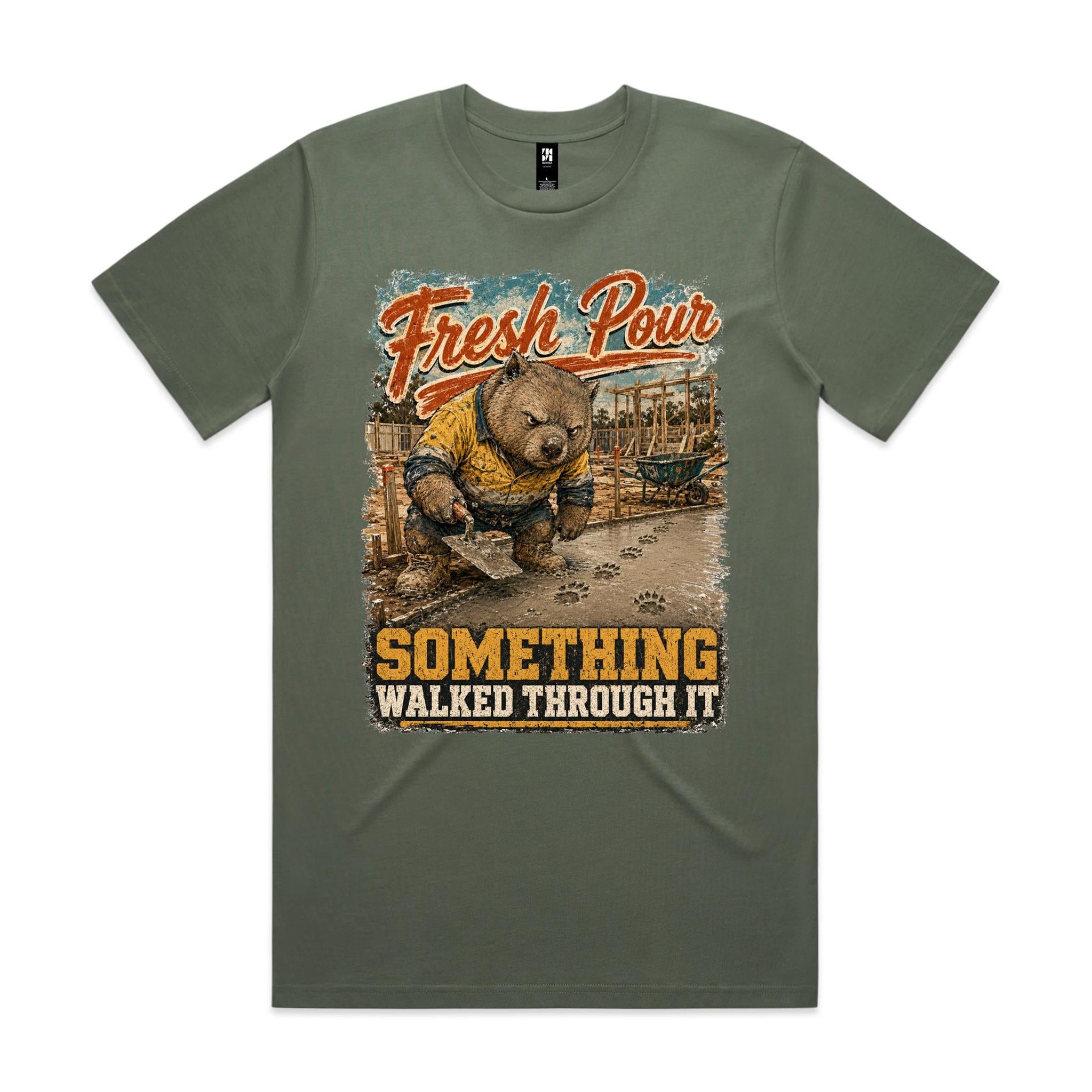 Fresh Pour — Something Walked Through It | Wombat Concreter Tee