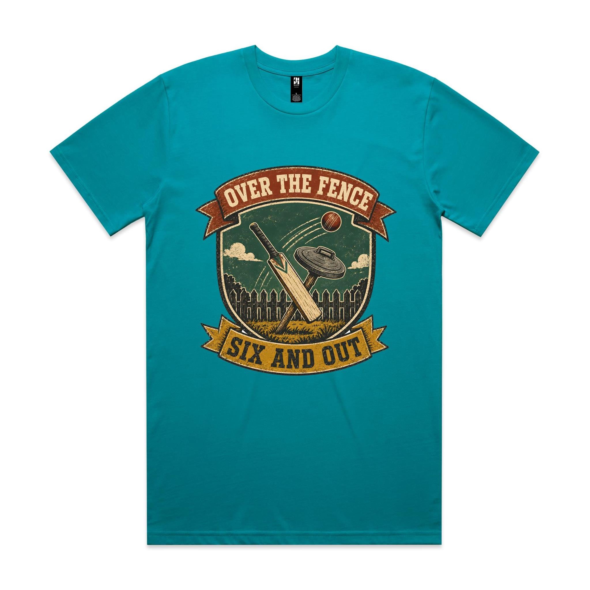 Over the Fence, Six and Out — Backyard Cricket Tee