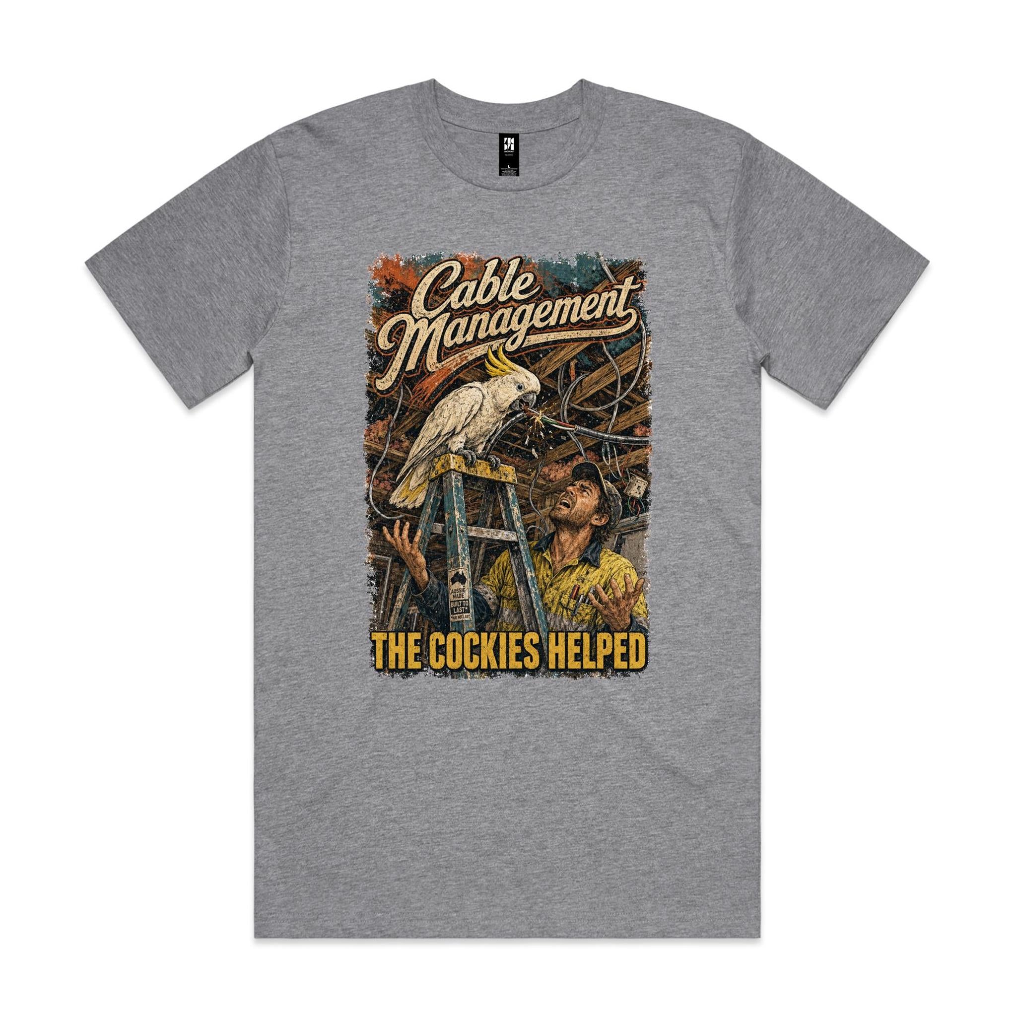 Cable Management — The Cockies Helped | Cockatoo Sparky Tee