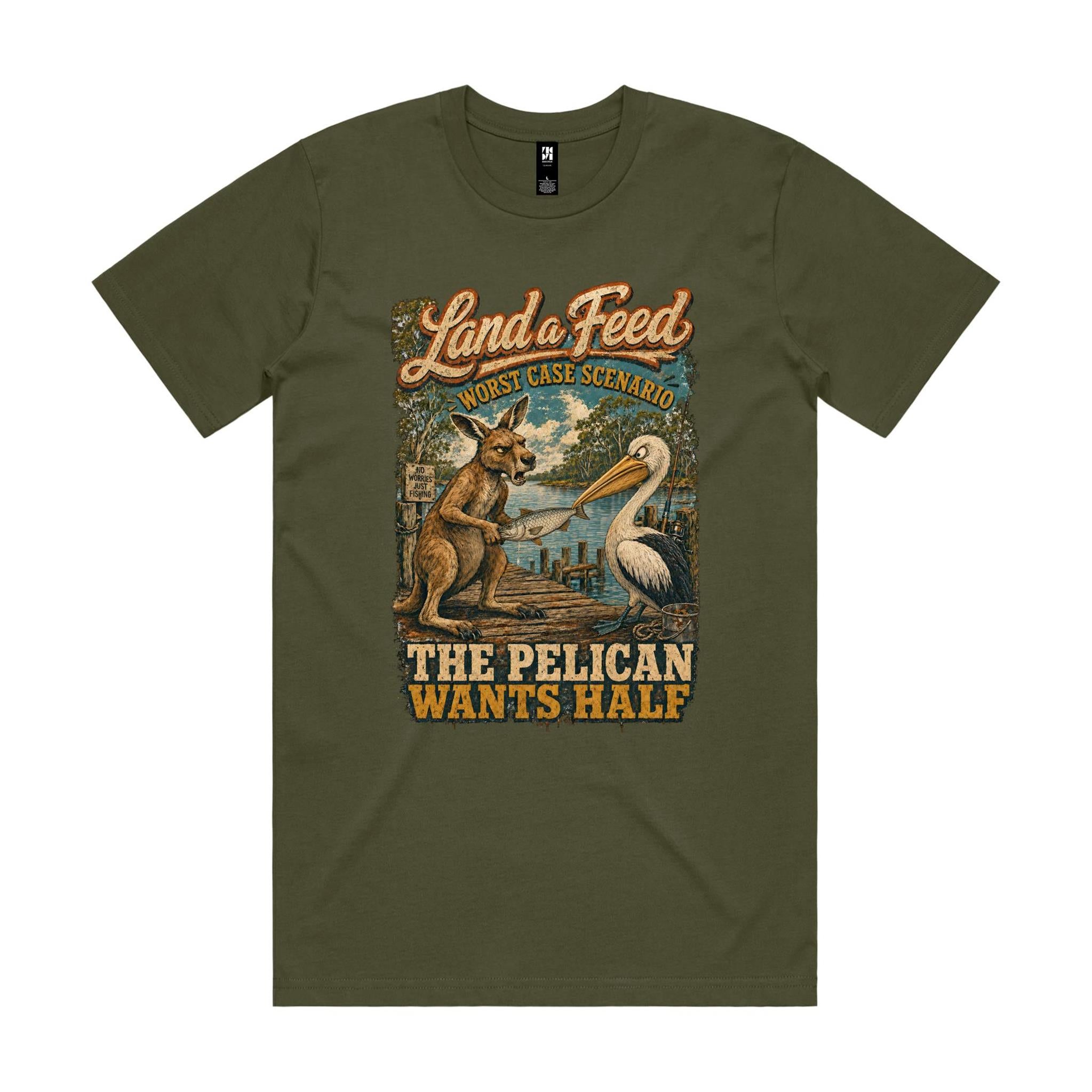 Land a Feed — The Pelican Wants Half | Kangaroo Fishing Tee
