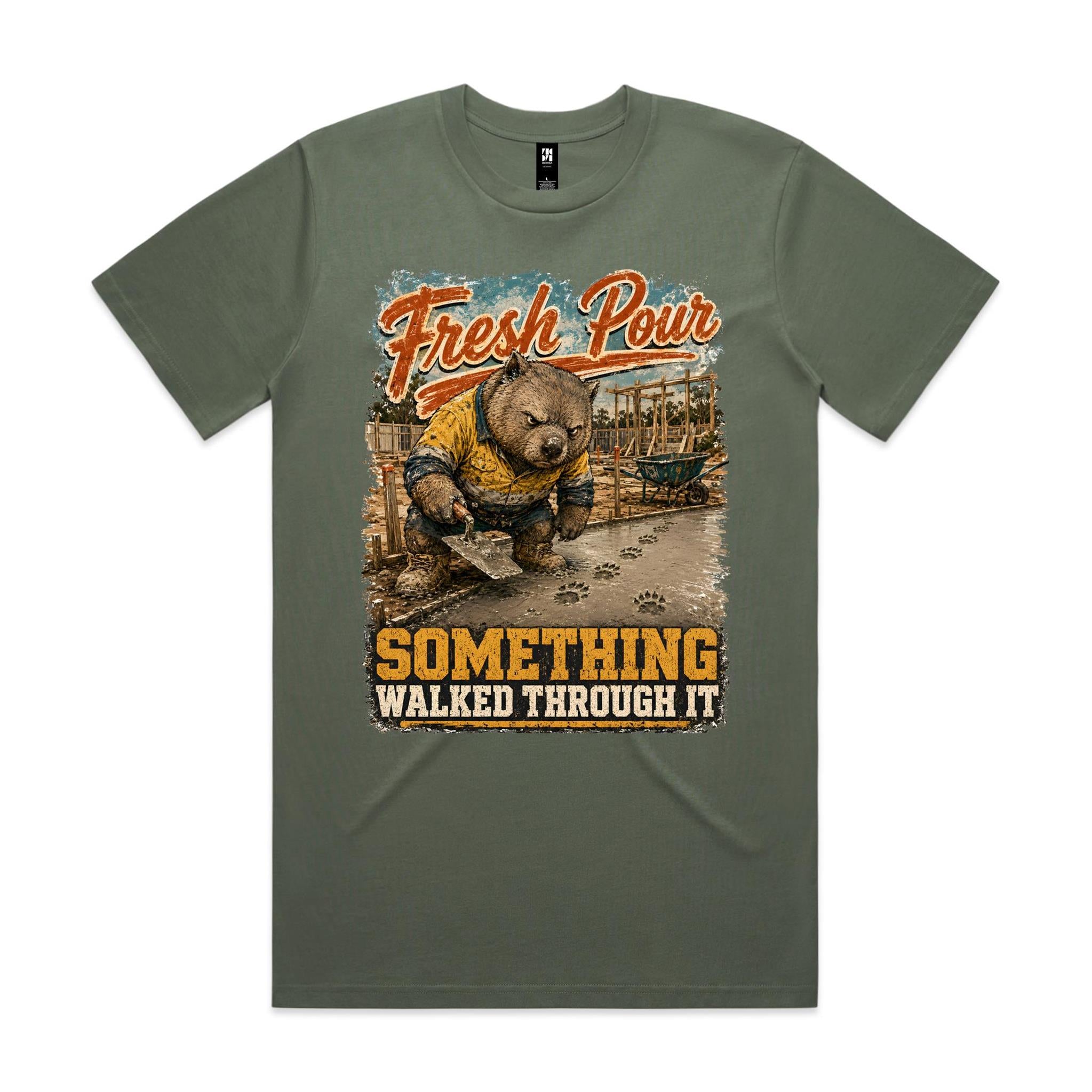 Fresh Pour — Something Walked Through It | Wombat Concreter Tee