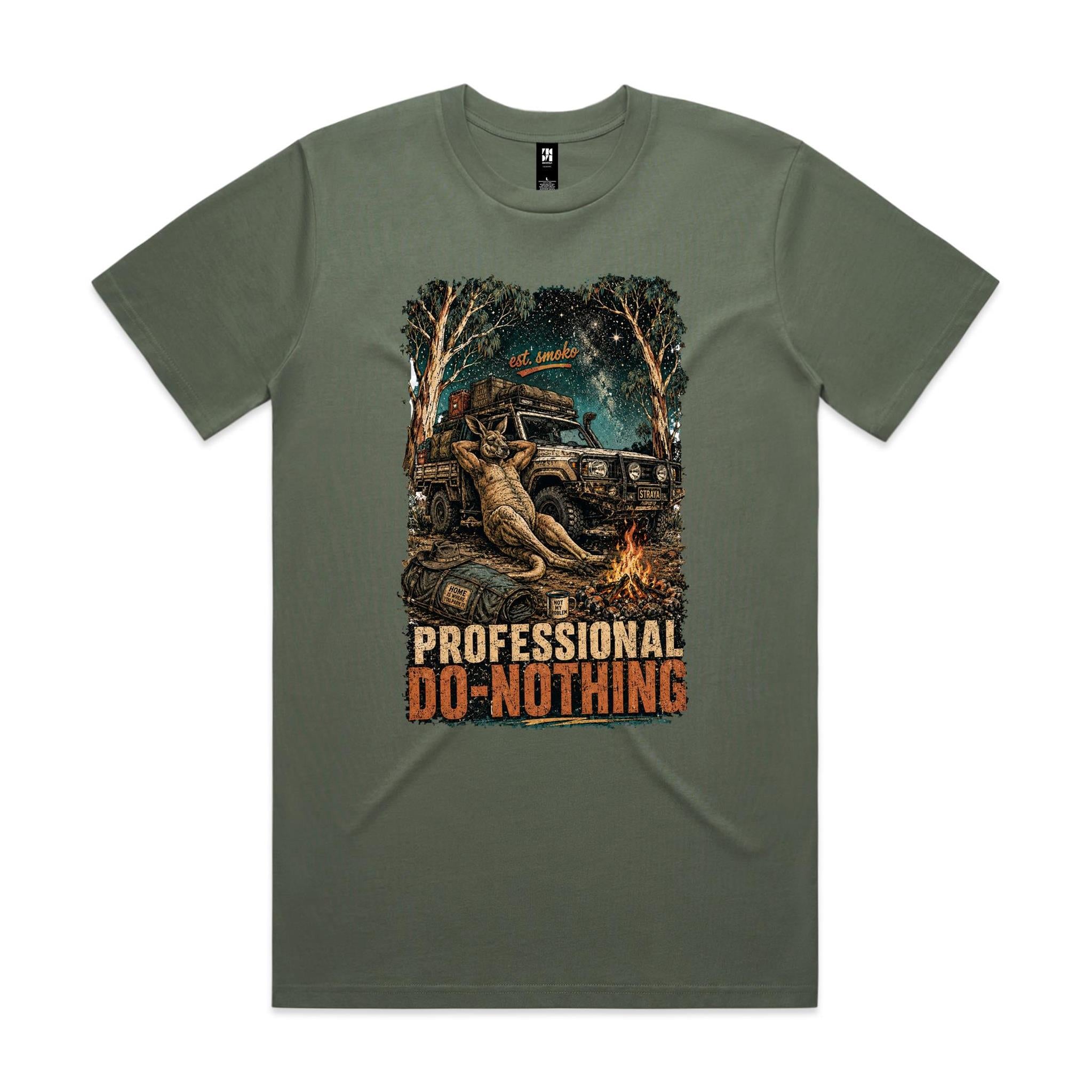 Professional Do-Nothing — Est. Smoko | Kangaroo 4WD Camping Tee