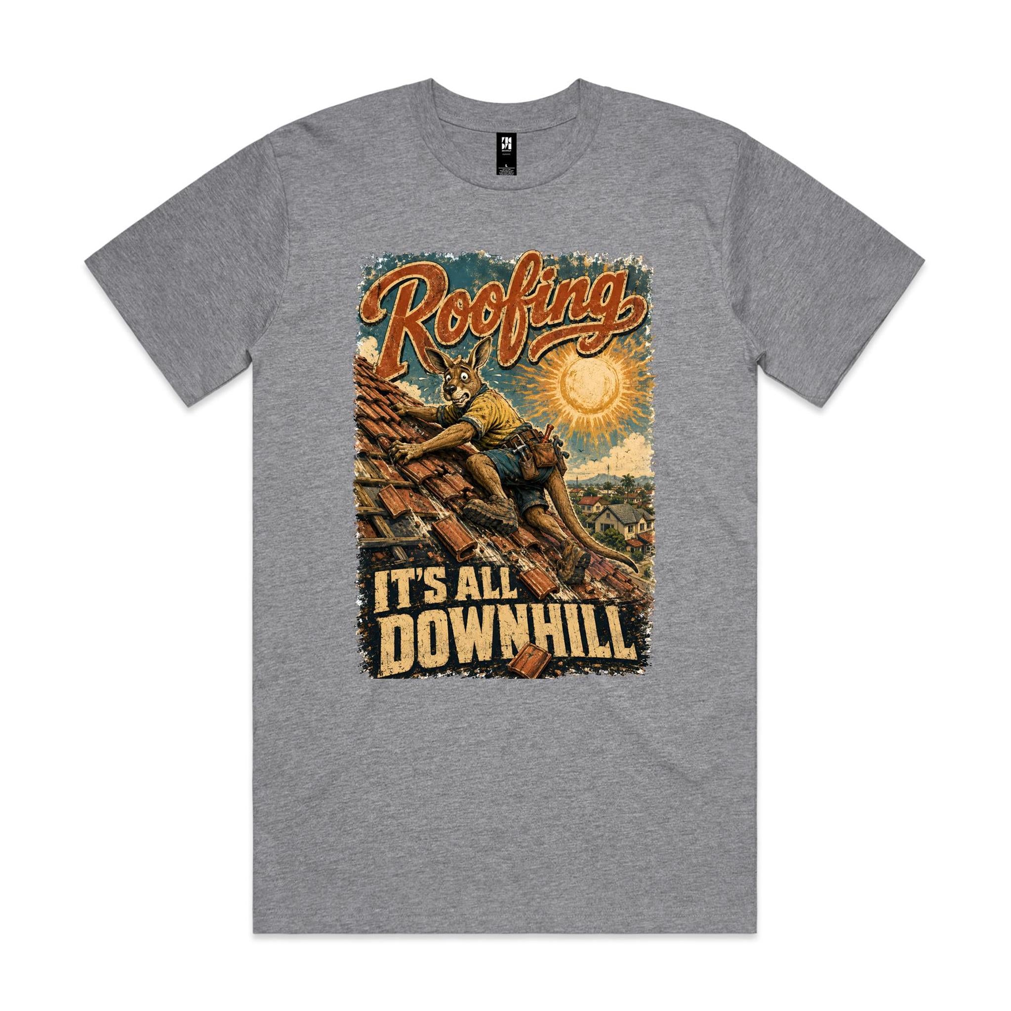 Roofing — It's All Downhill | Kangaroo Roofer Tee