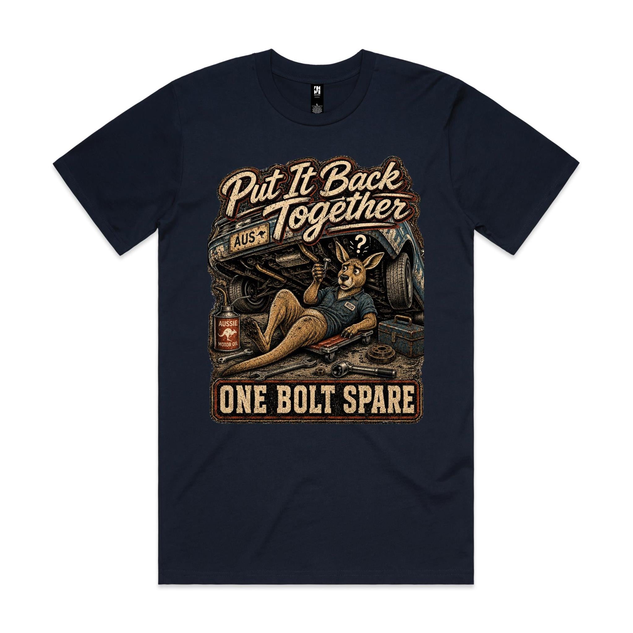 Put It Back Together — One Bolt Spare | Kangaroo Mechanic Tee