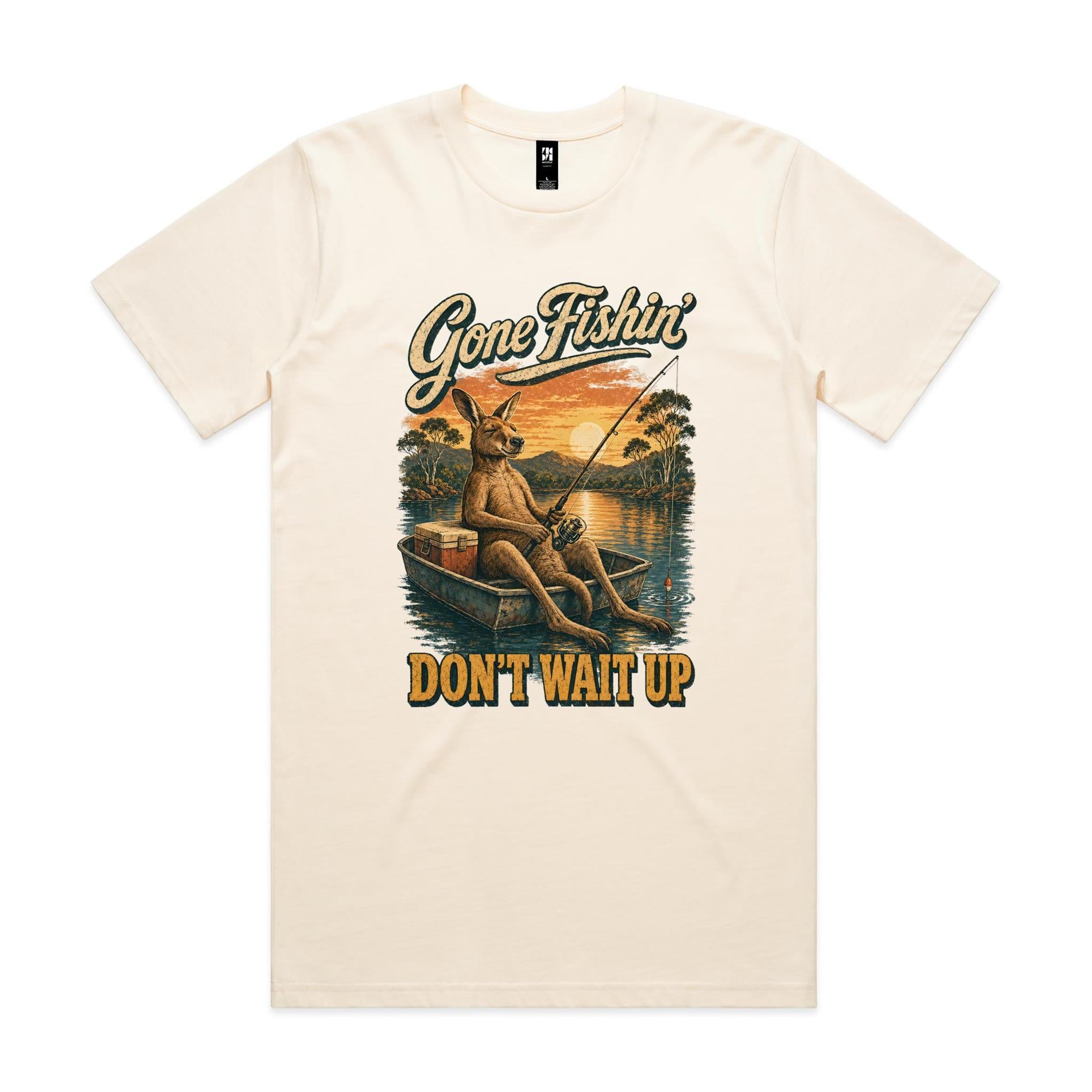 Gone Fishin' Don't Wait Up — Kangaroo Boat Tee