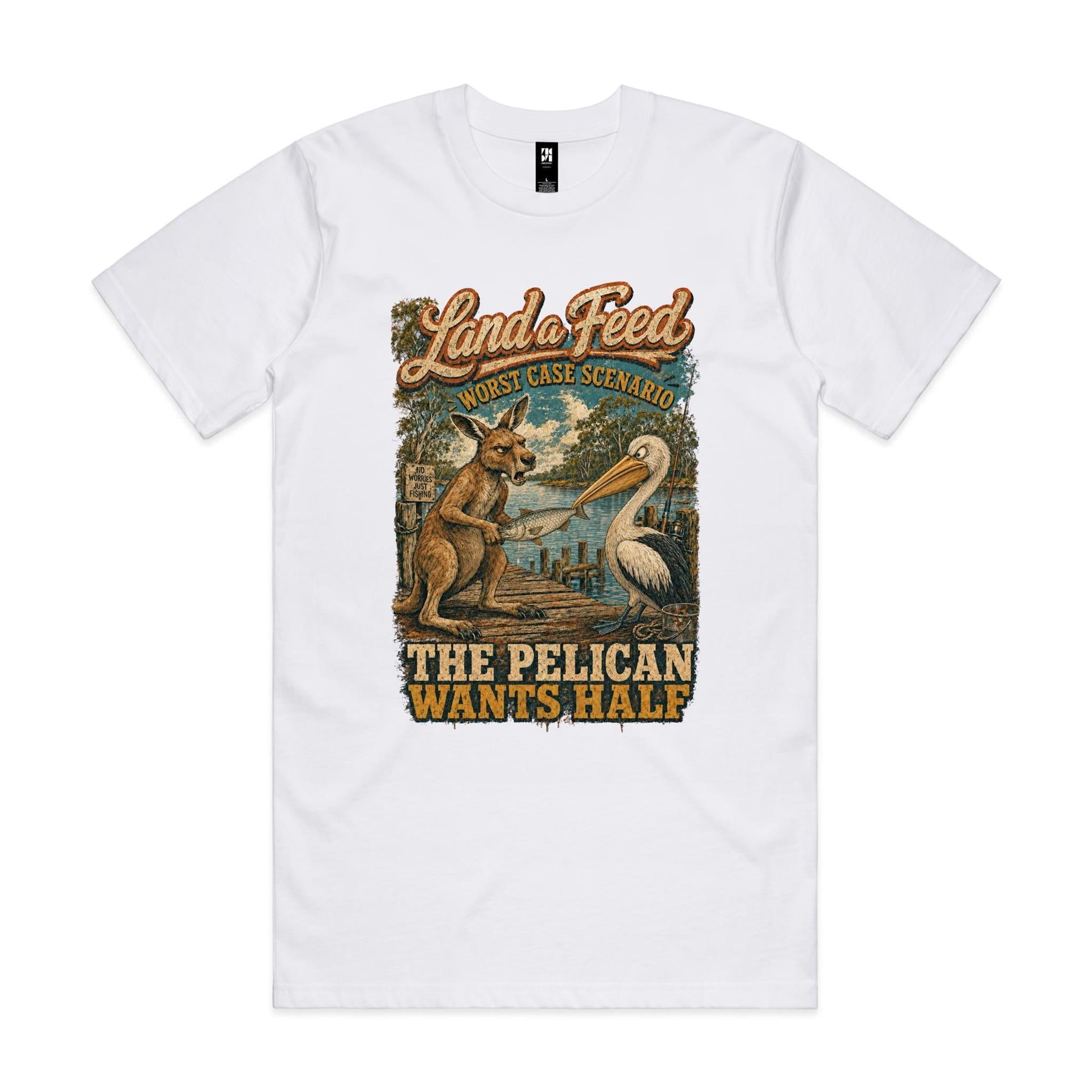 Land a Feed — The Pelican Wants Half | Kangaroo Fishing Tee