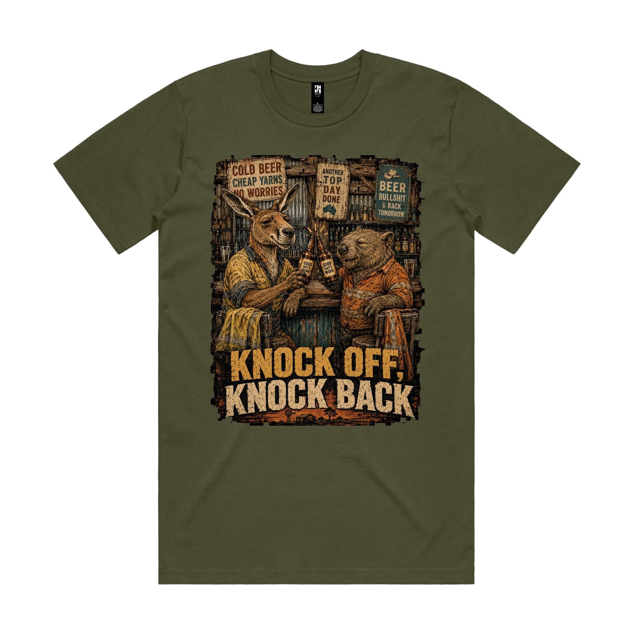 Knock Off, Knock Back — Kangaroo & Wombat Pub Tee