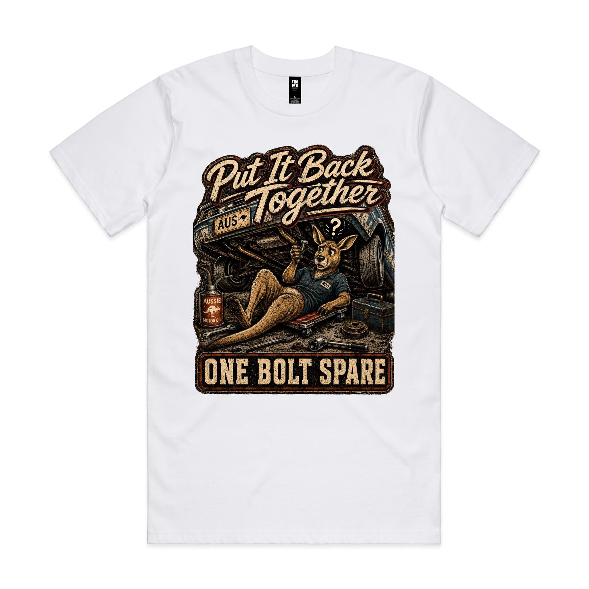 Put It Back Together — One Bolt Spare | Kangaroo Mechanic Tee