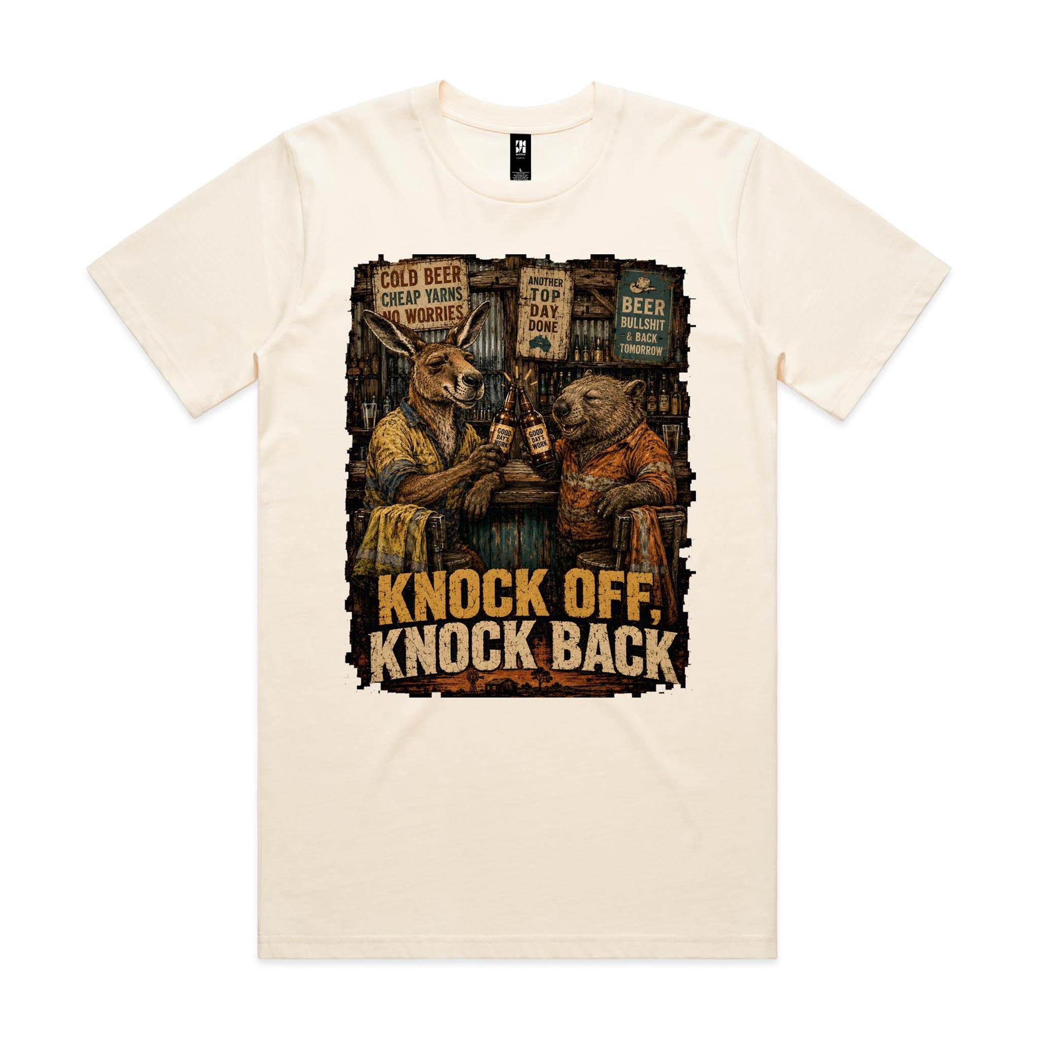 Knock Off, Knock Back — Kangaroo & Wombat Pub Tee