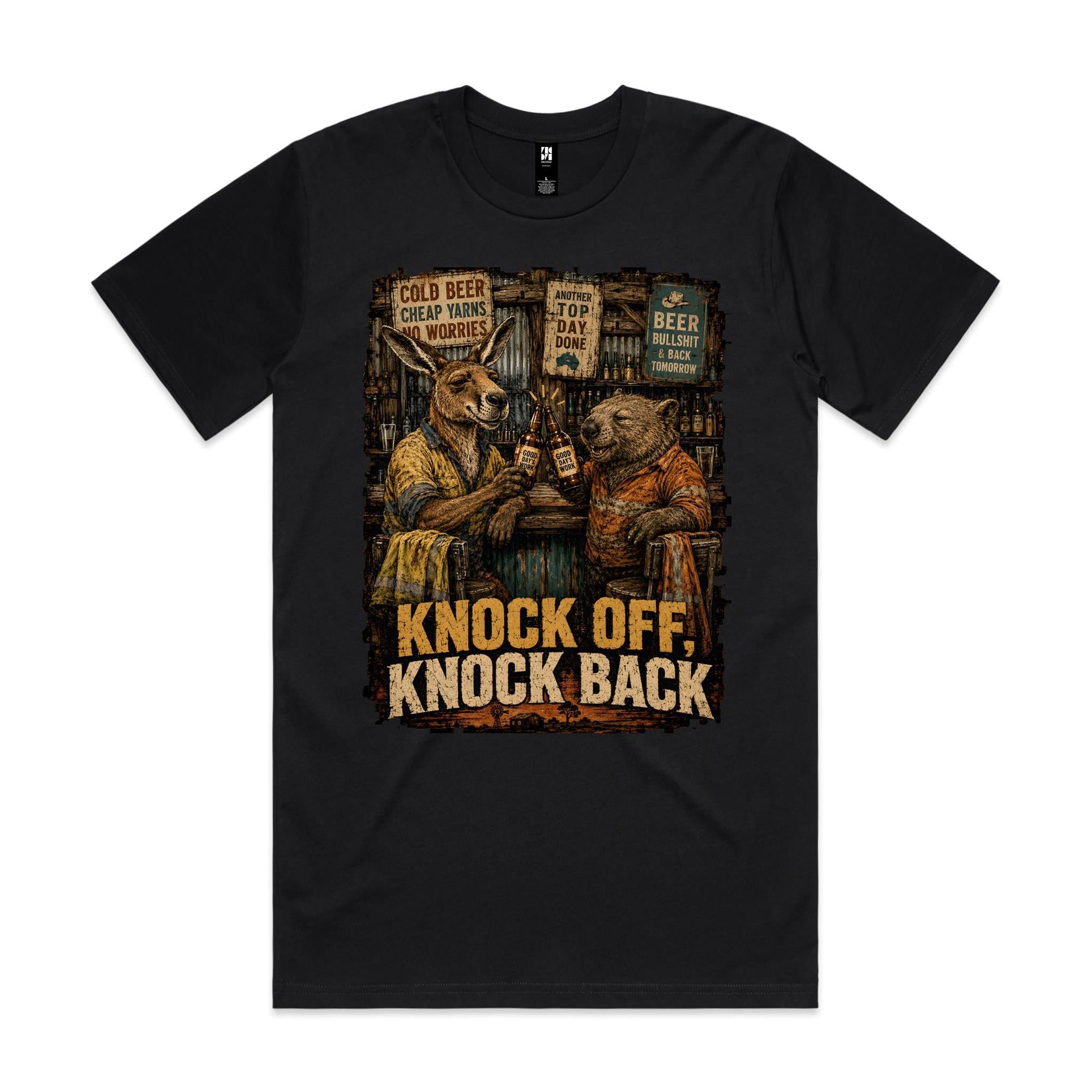 Knock Off, Knock Back — Kangaroo & Wombat Pub Tee