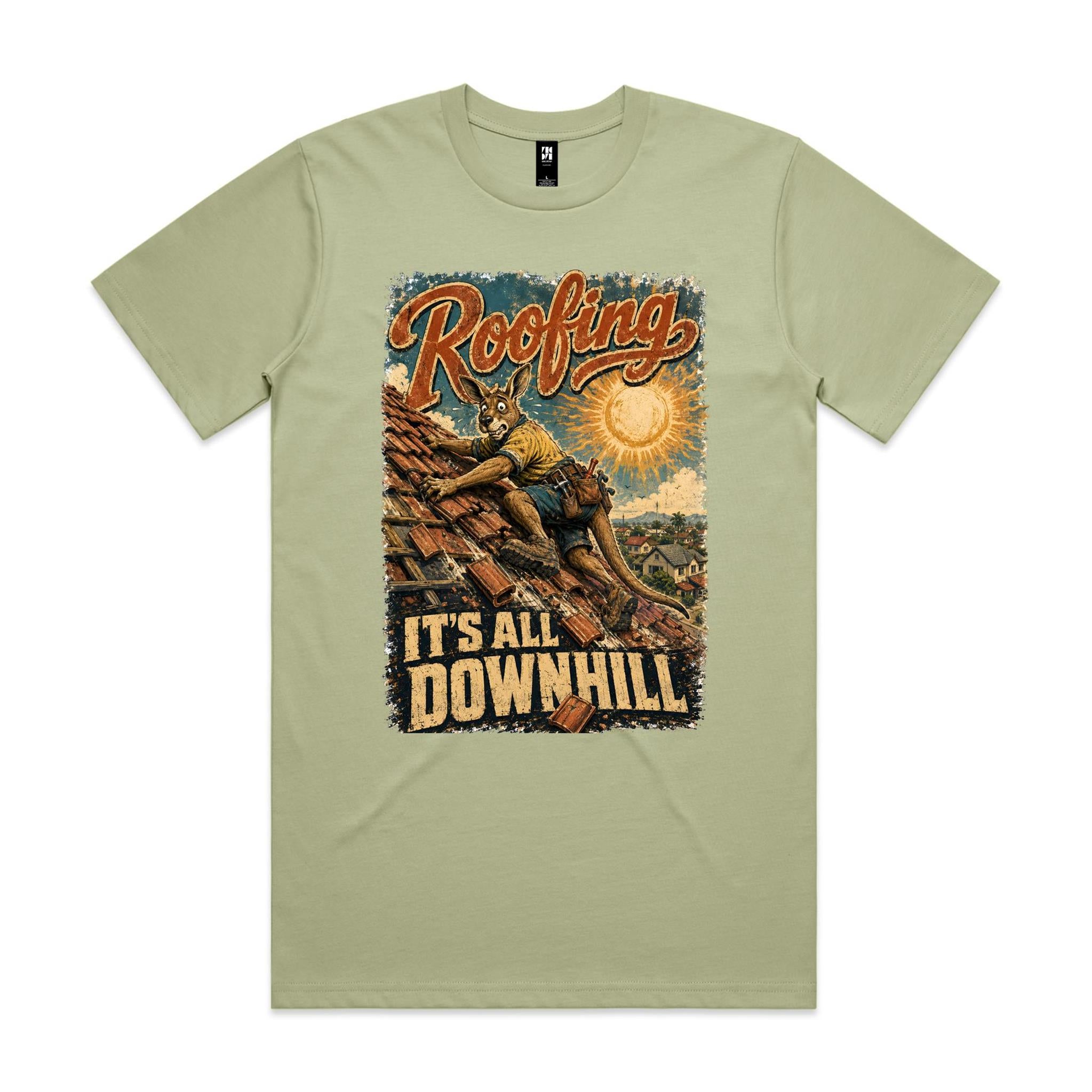 Roofing — It's All Downhill | Kangaroo Roofer Tee
