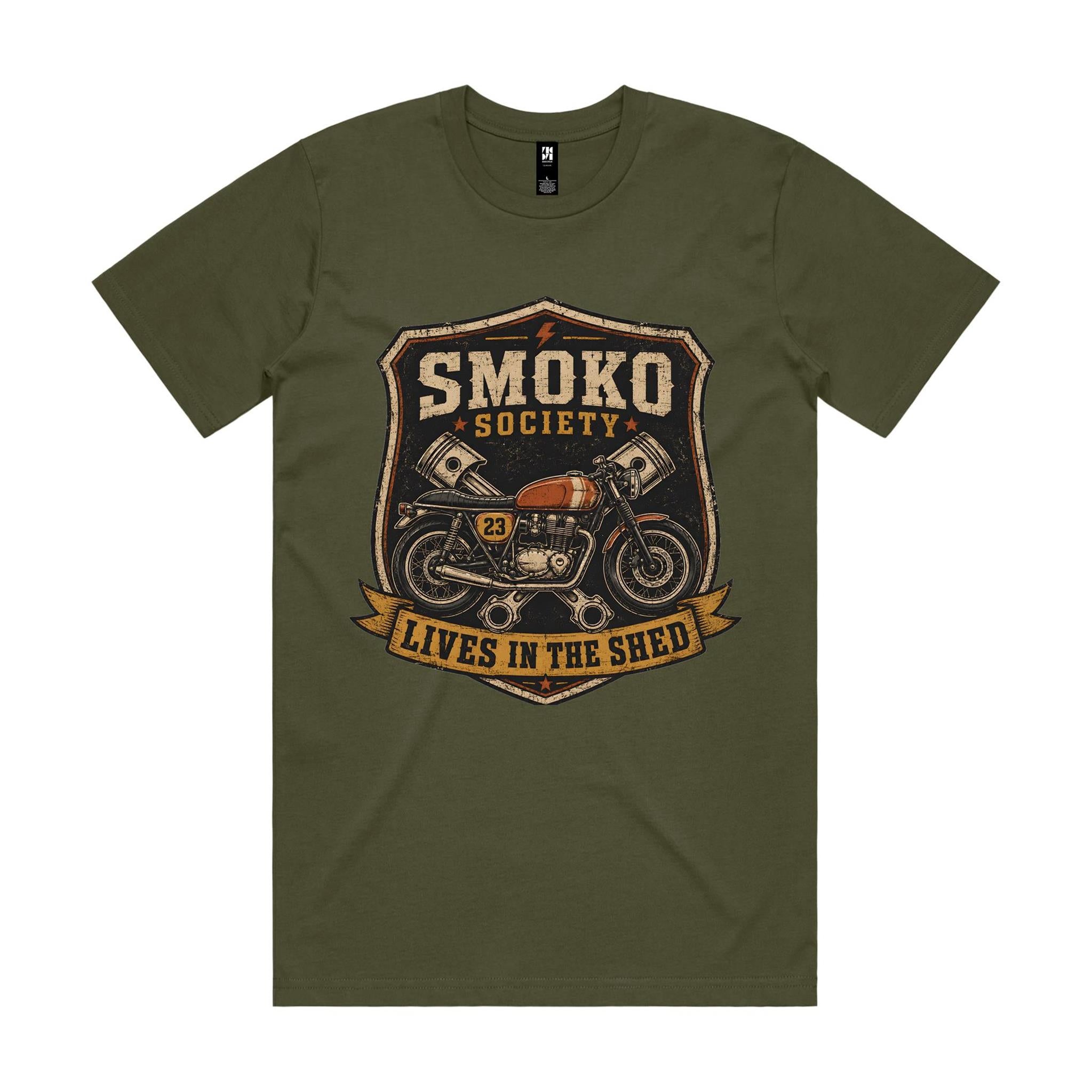 Smoko Society — Lives in the Shed | Cafe Racer Tee