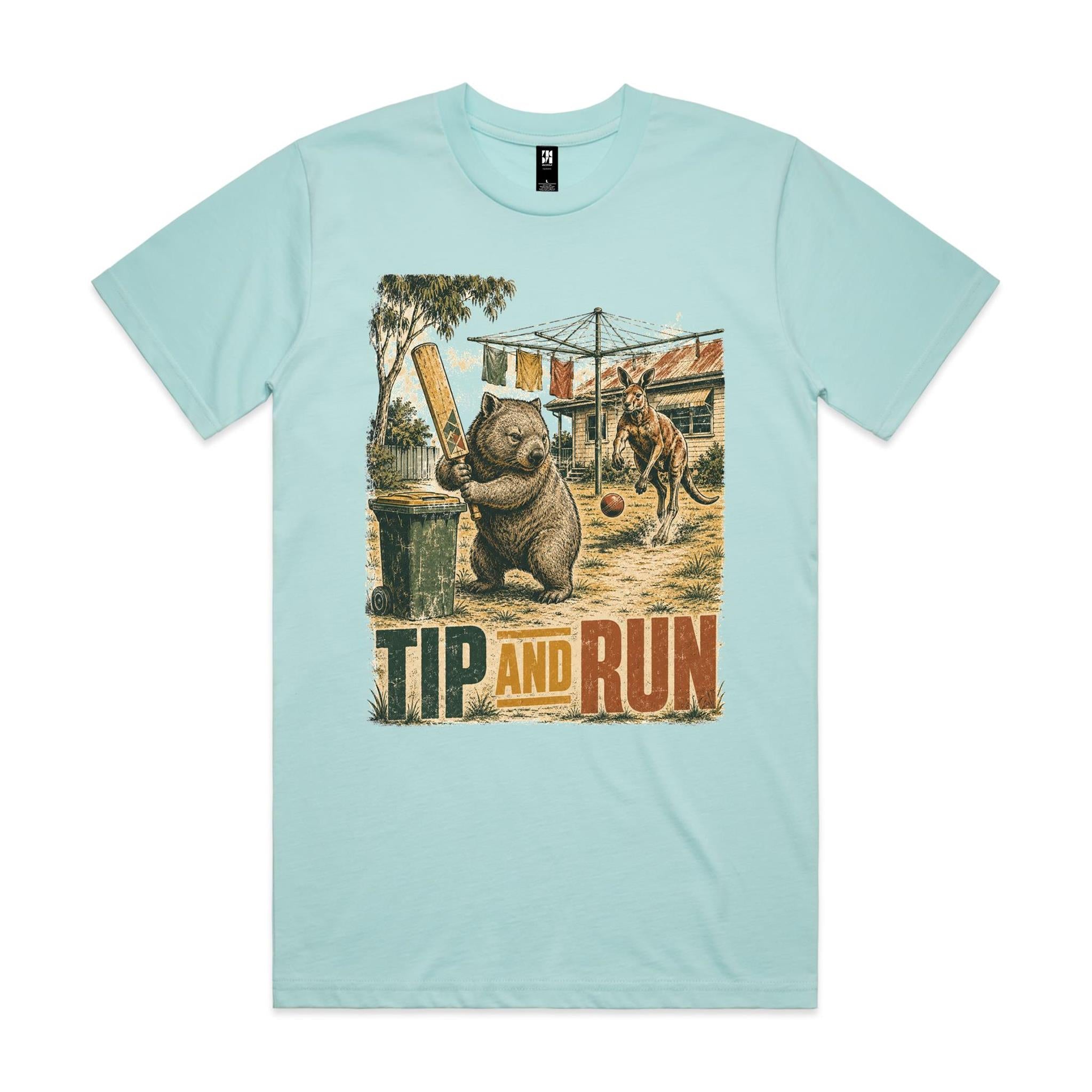 Tip and Run — Wombat Backyard Cricket Tee