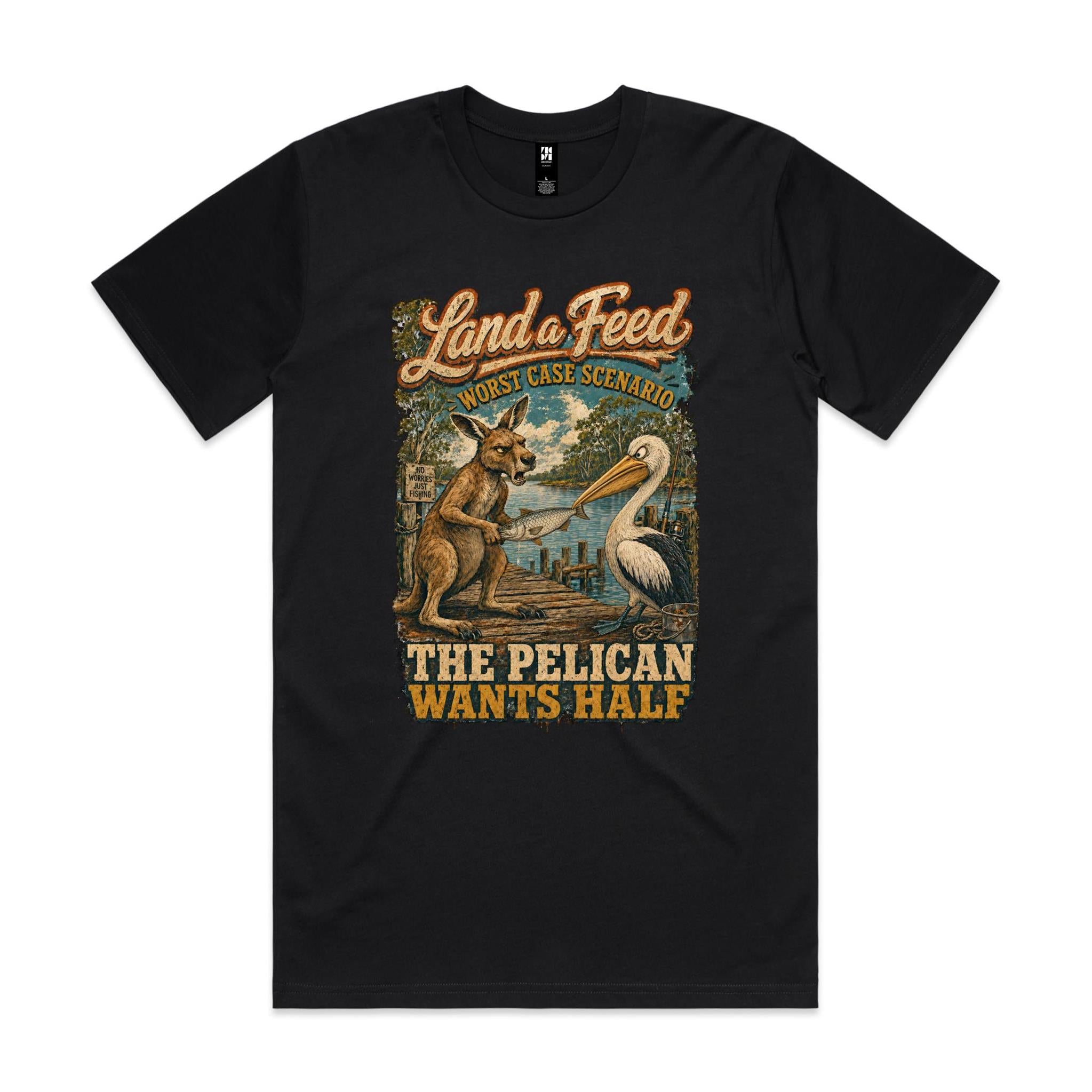 Land a Feed — The Pelican Wants Half | Kangaroo Fishing Tee