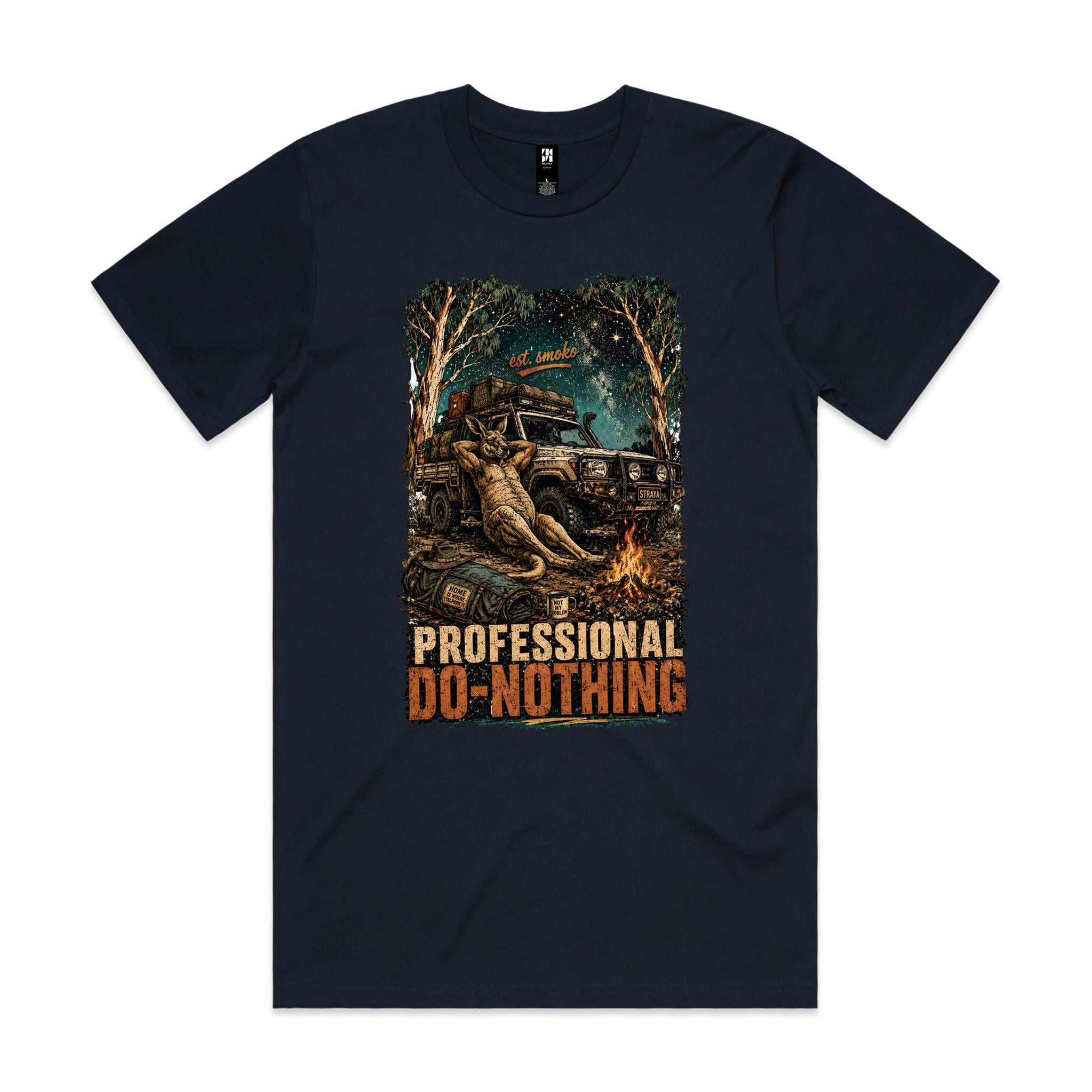 Professional Do-Nothing — Est. Smoko | Kangaroo 4WD Camping Tee