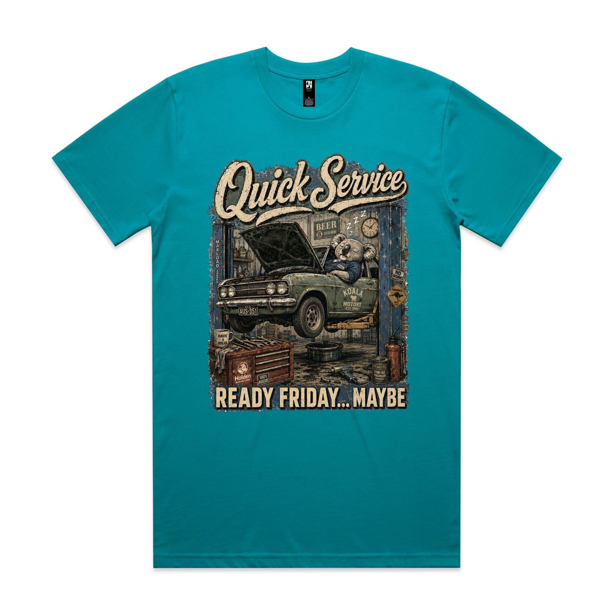 Quick Service — Ready Friday... Maybe | Koala Mechanic Tee