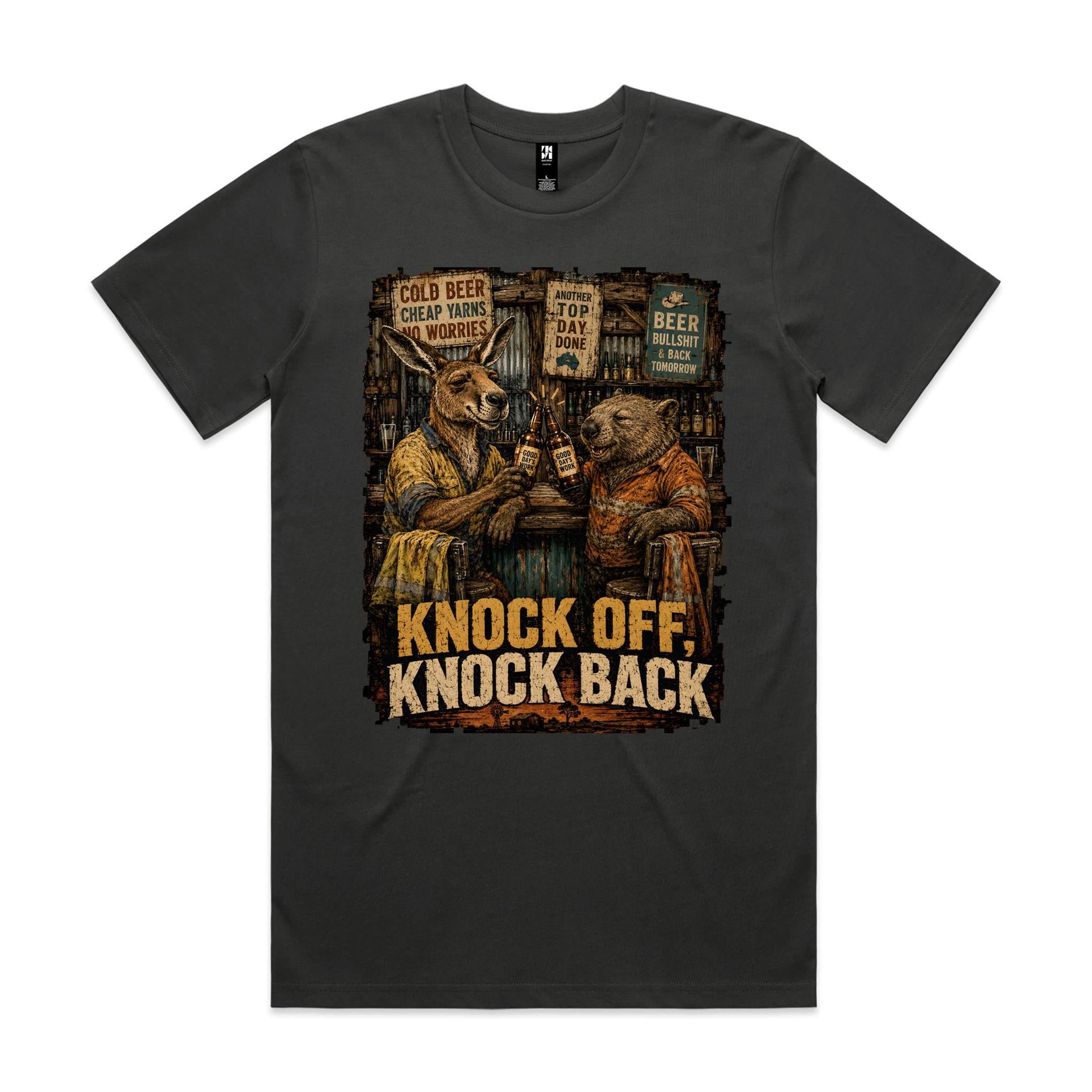 Knock Off, Knock Back — Kangaroo & Wombat Pub Tee