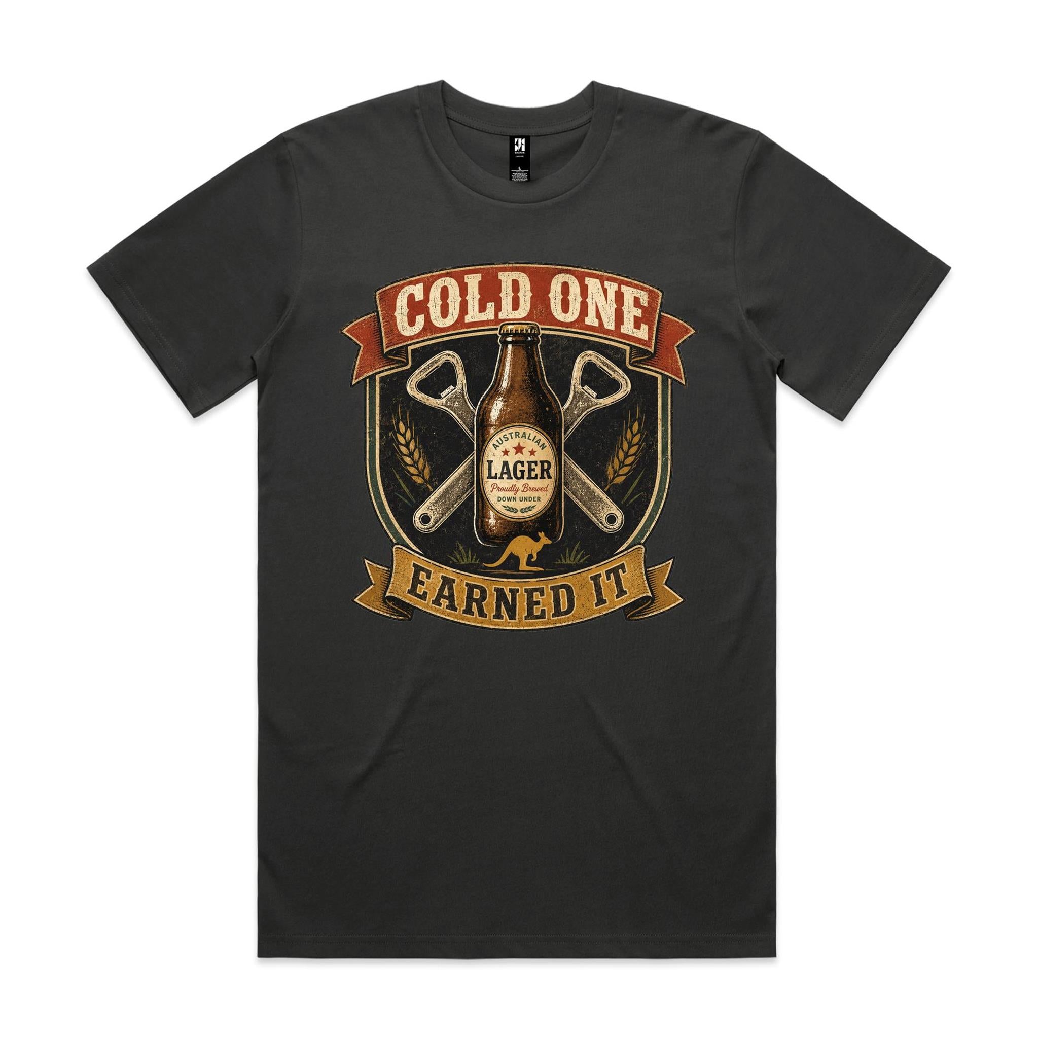 Cold One, Earned It — Aussie Lager Tee