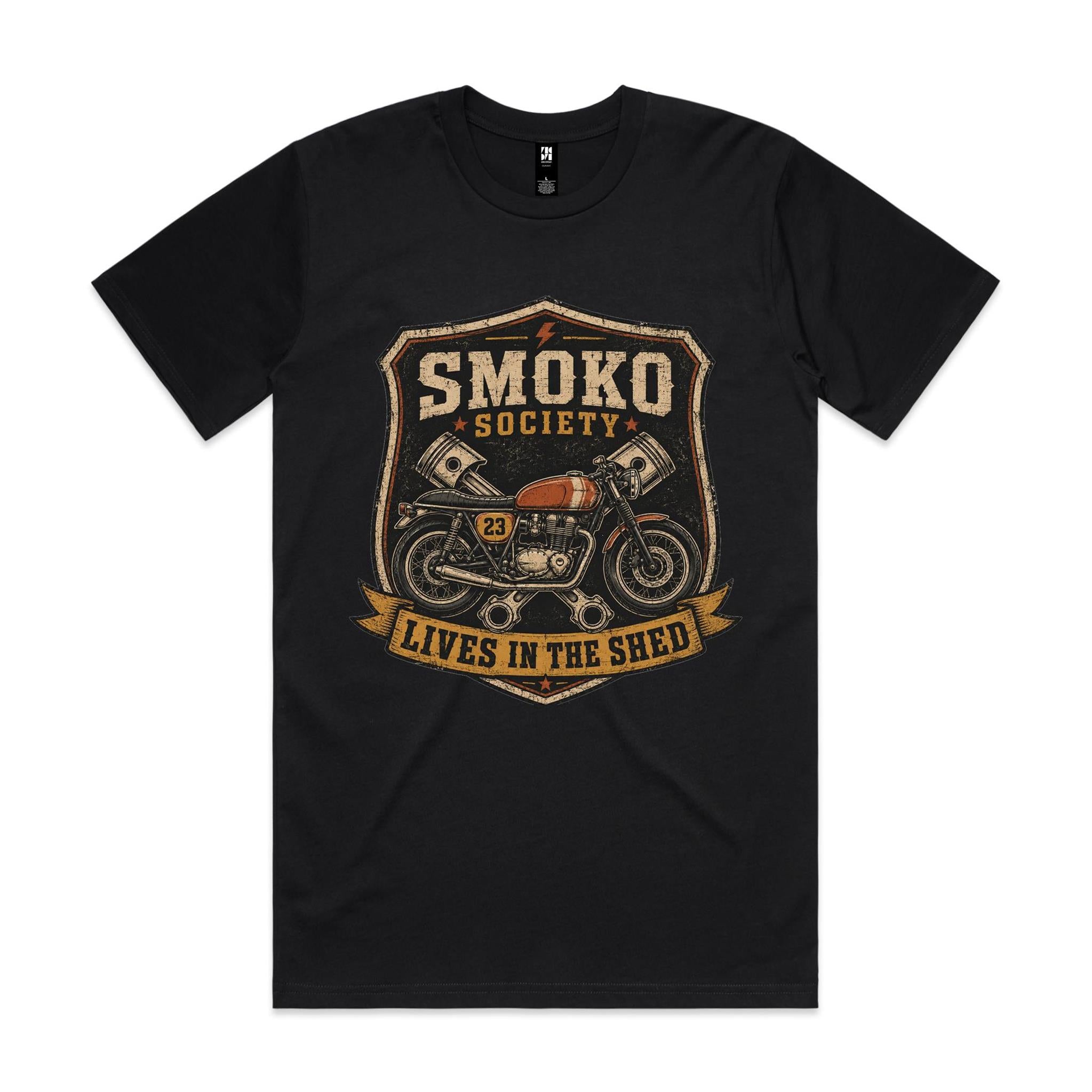 Smoko Society — Lives in the Shed | Cafe Racer Tee