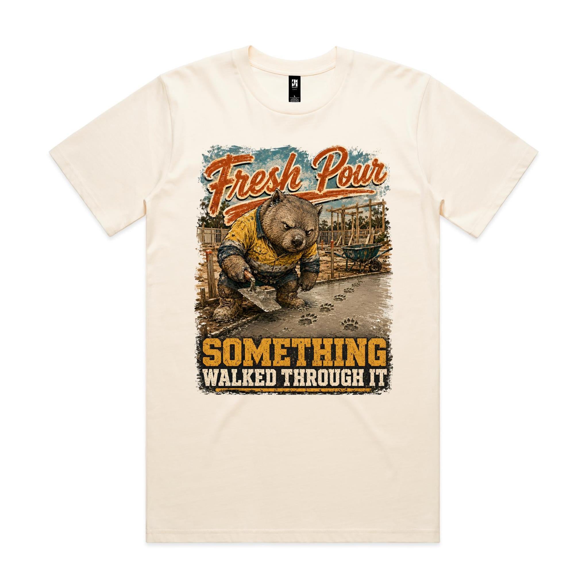 Fresh Pour — Something Walked Through It | Wombat Concreter Tee