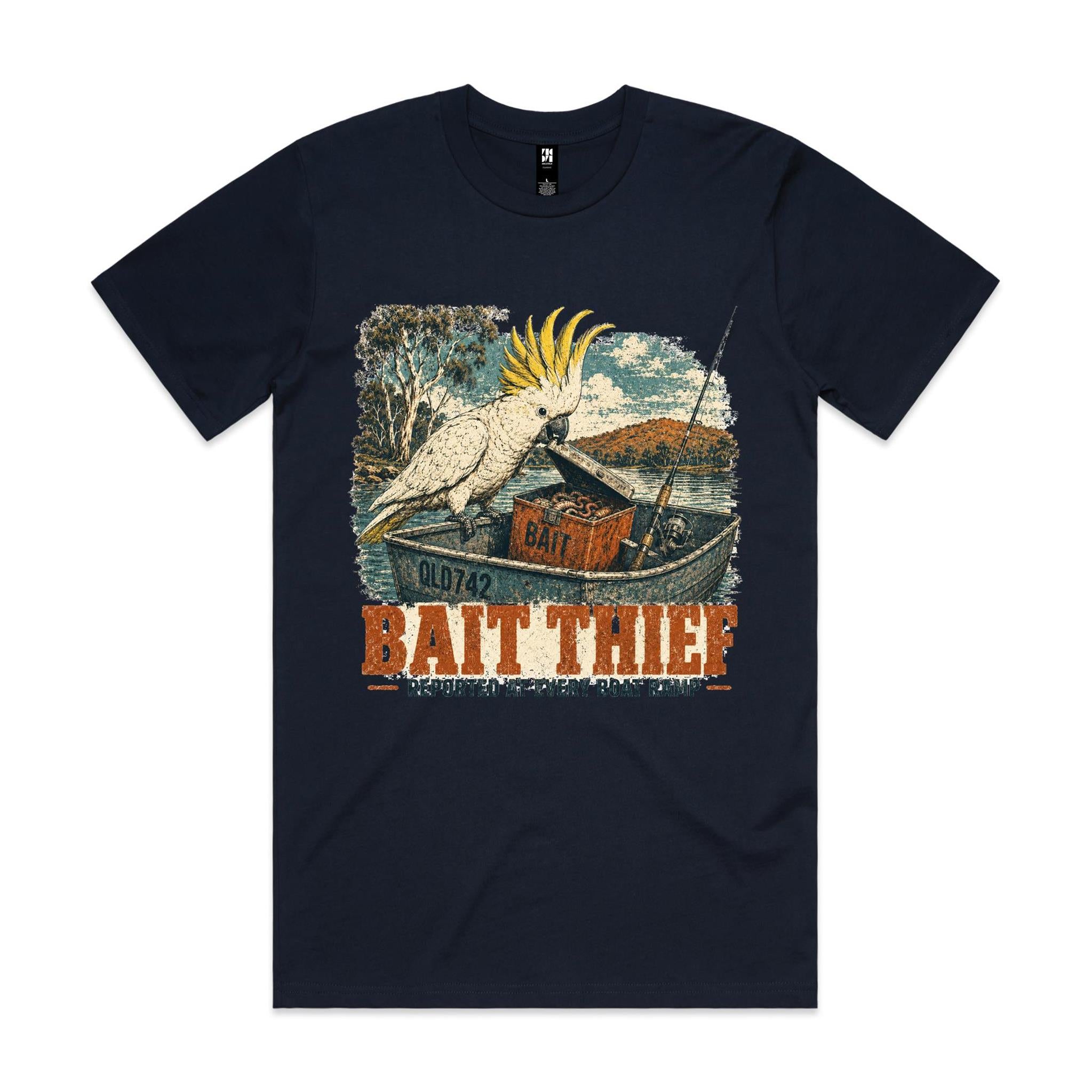 Bait Thief — Reported at Every Boat Ramp | Cockatoo Fishing Tee