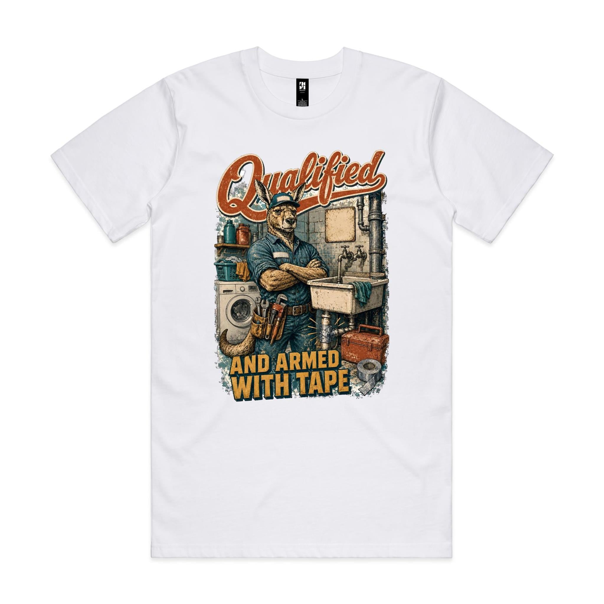 Qualified and Armed with Tape | Kangaroo Plumber Tee