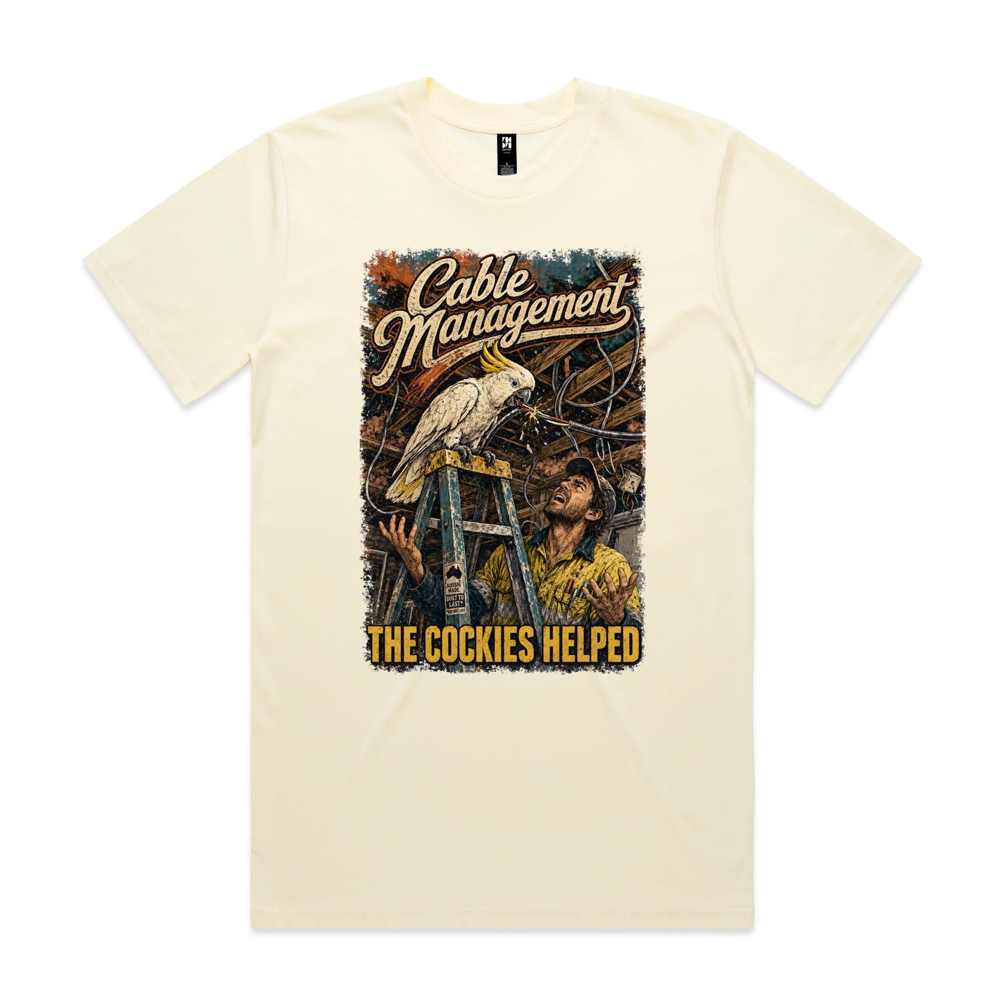 Cable Management — The Cockies Helped | Cockatoo Sparky Tee