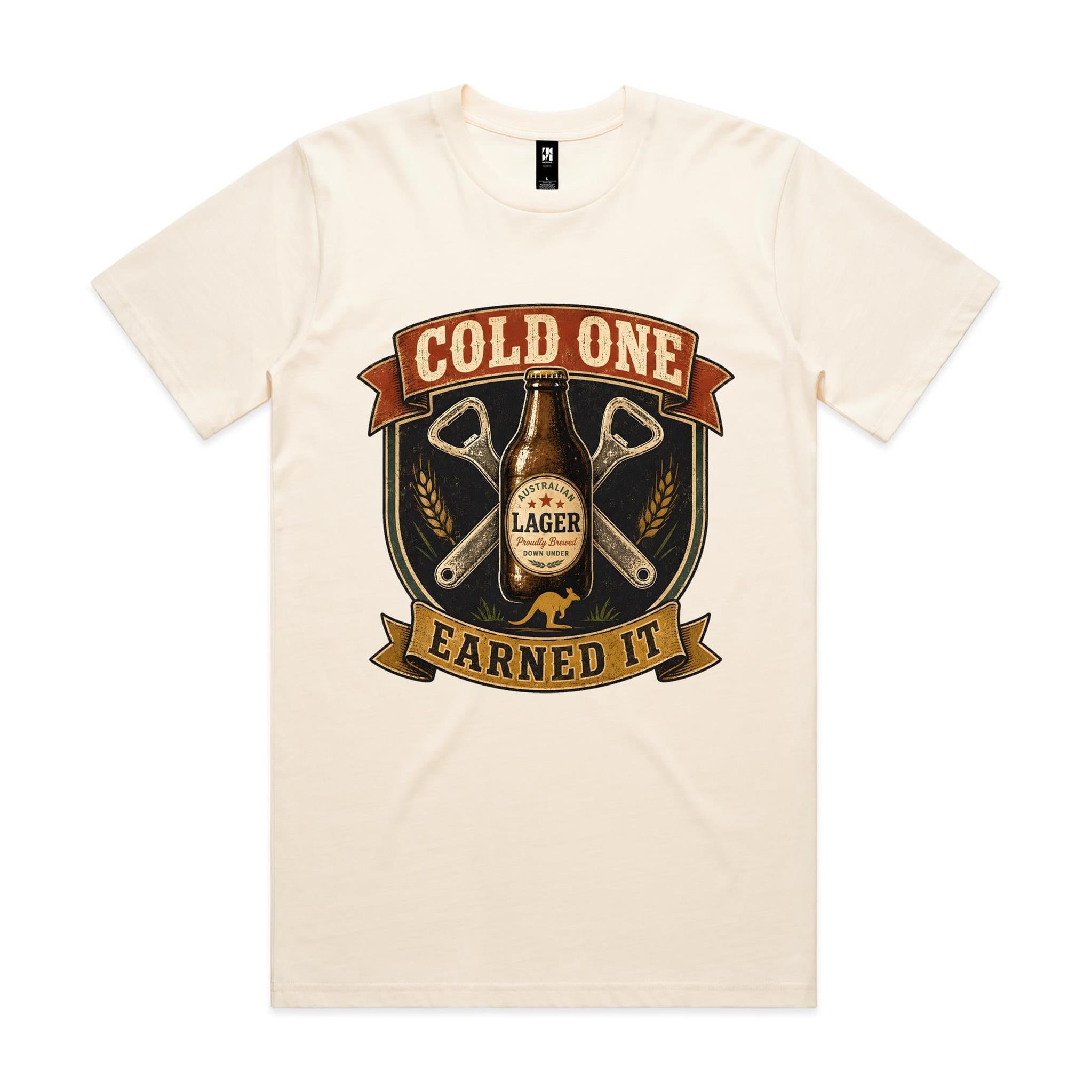 Cold One, Earned It — Aussie Lager Tee