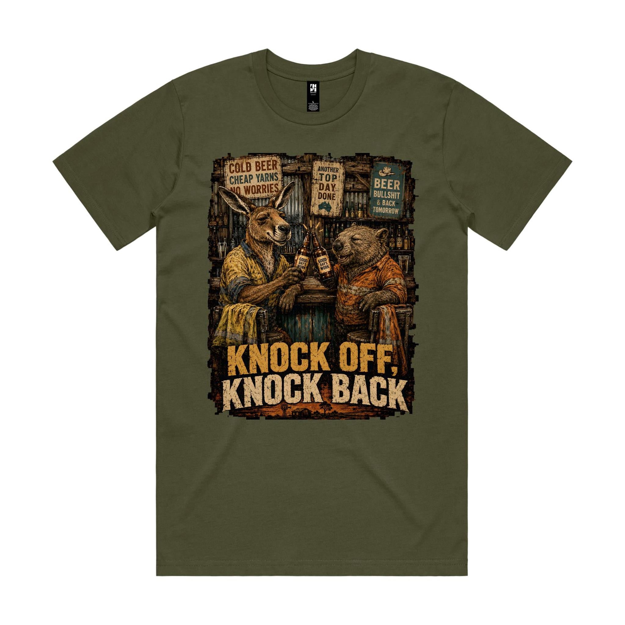 Knock Off, Knock Back — Kangaroo & Wombat Pub Tee