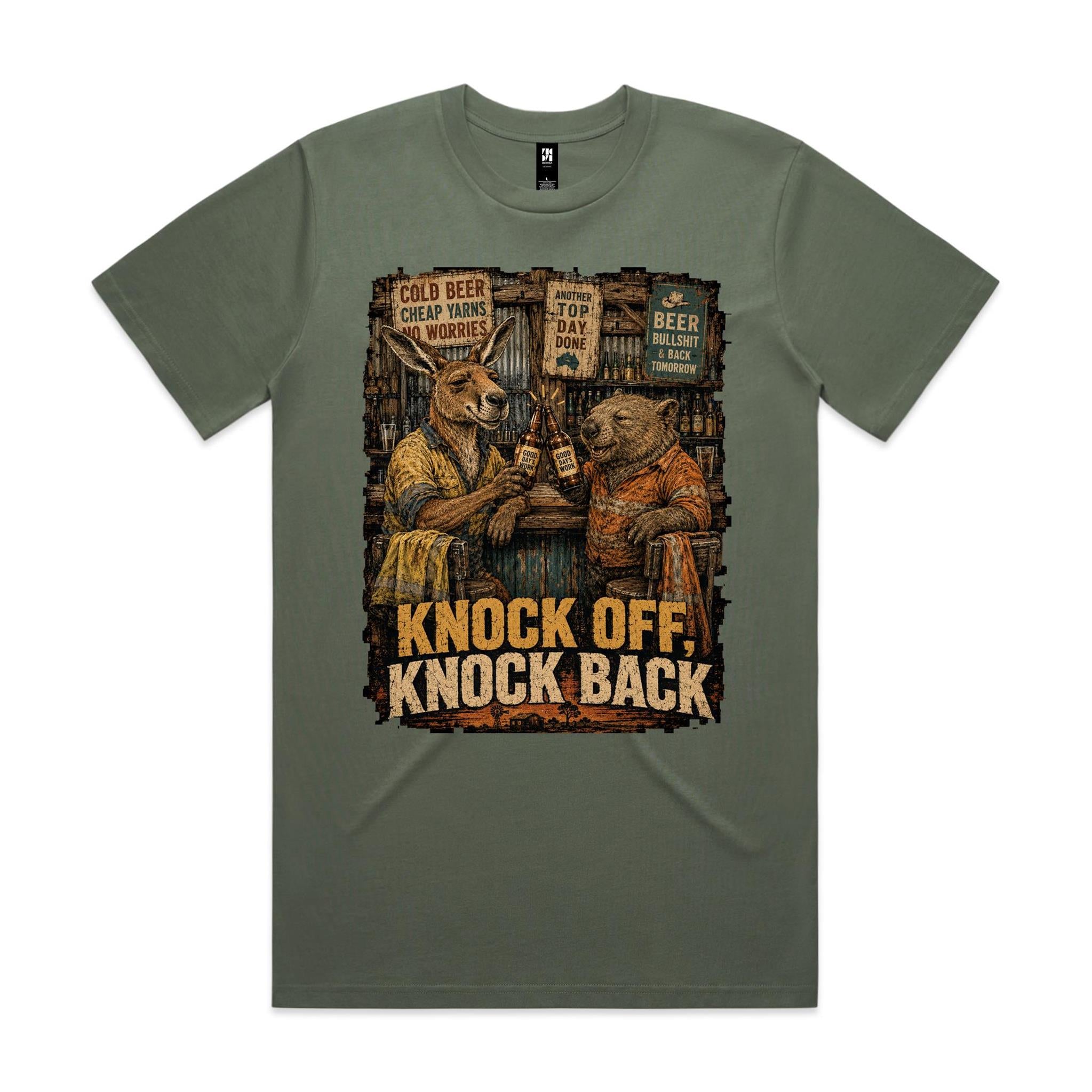 Knock Off, Knock Back — Kangaroo & Wombat Pub Tee