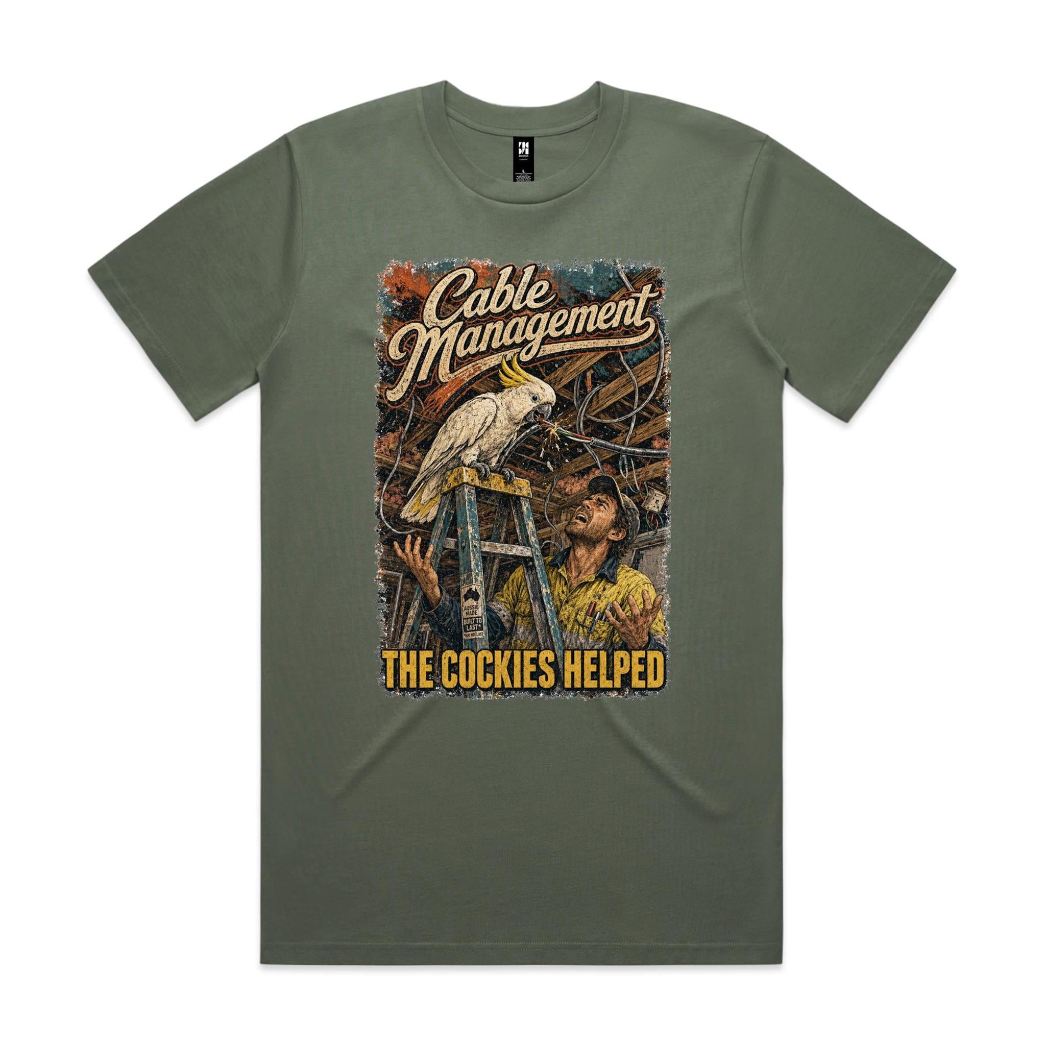 Cable Management — The Cockies Helped | Cockatoo Sparky Tee