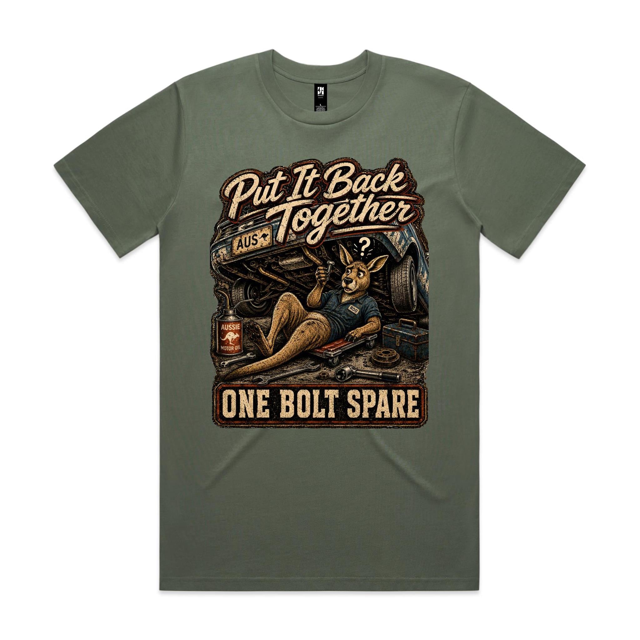Put It Back Together — One Bolt Spare | Kangaroo Mechanic Tee