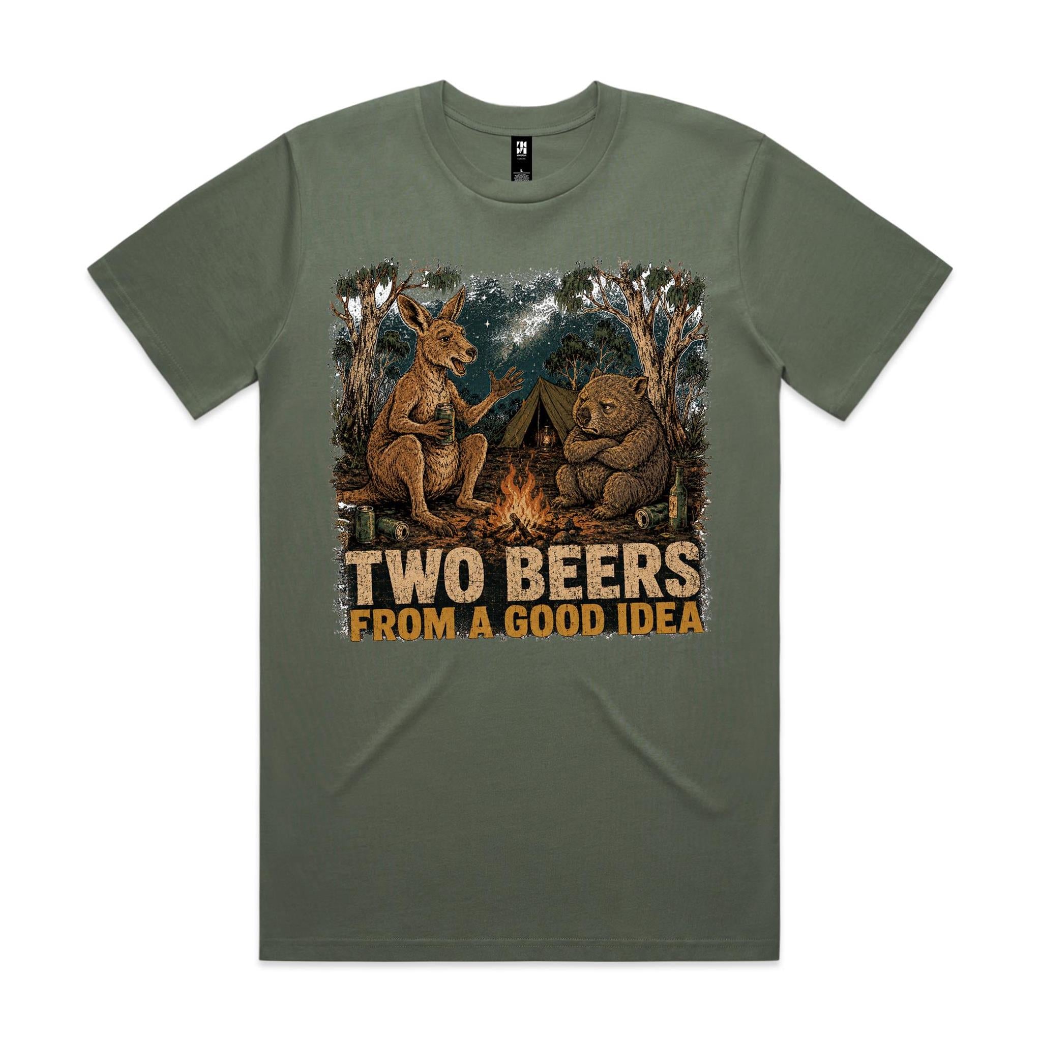 Two Beers From a Good Idea — Kangaroo & Wombat Camping Tee