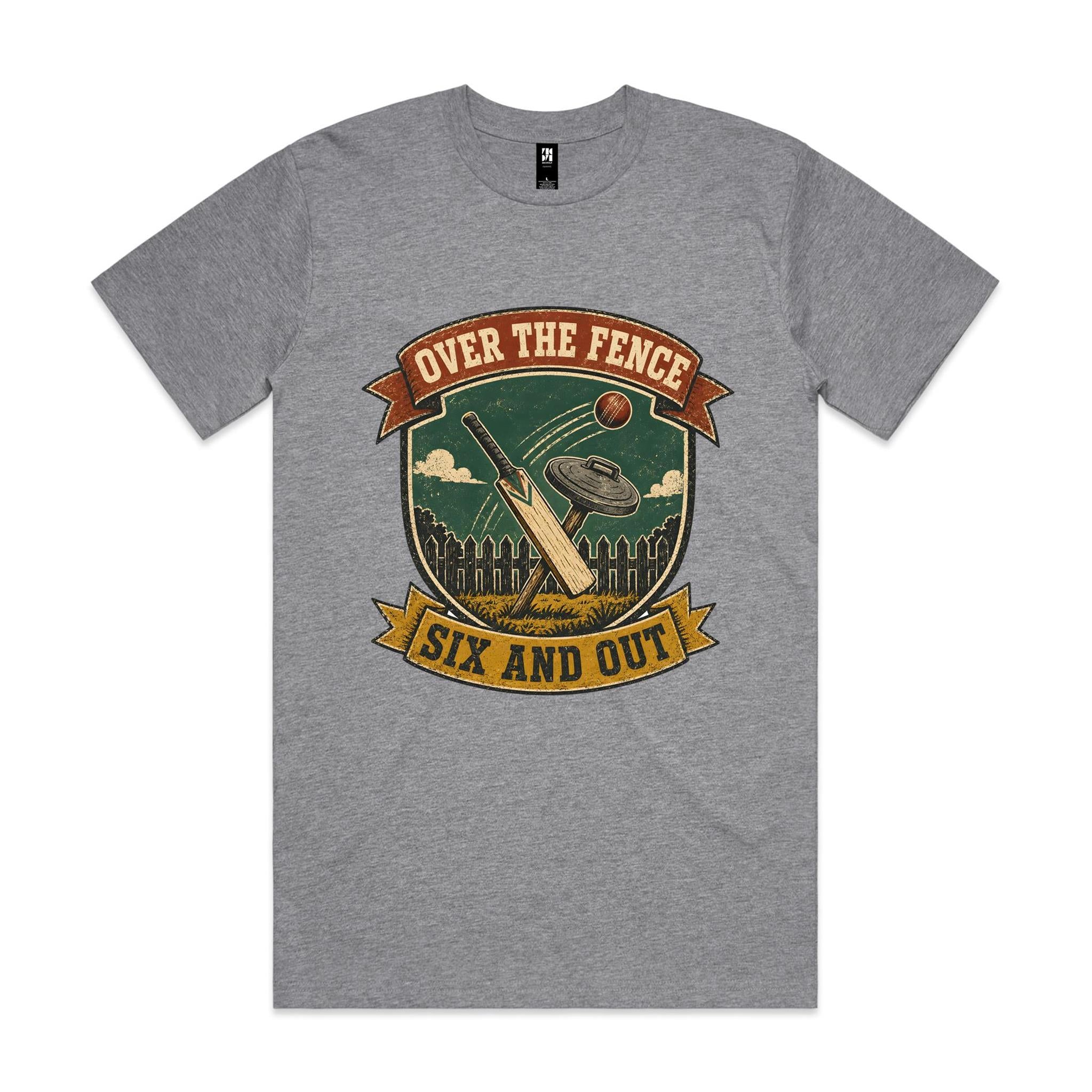 Over the Fence, Six and Out — Backyard Cricket Tee