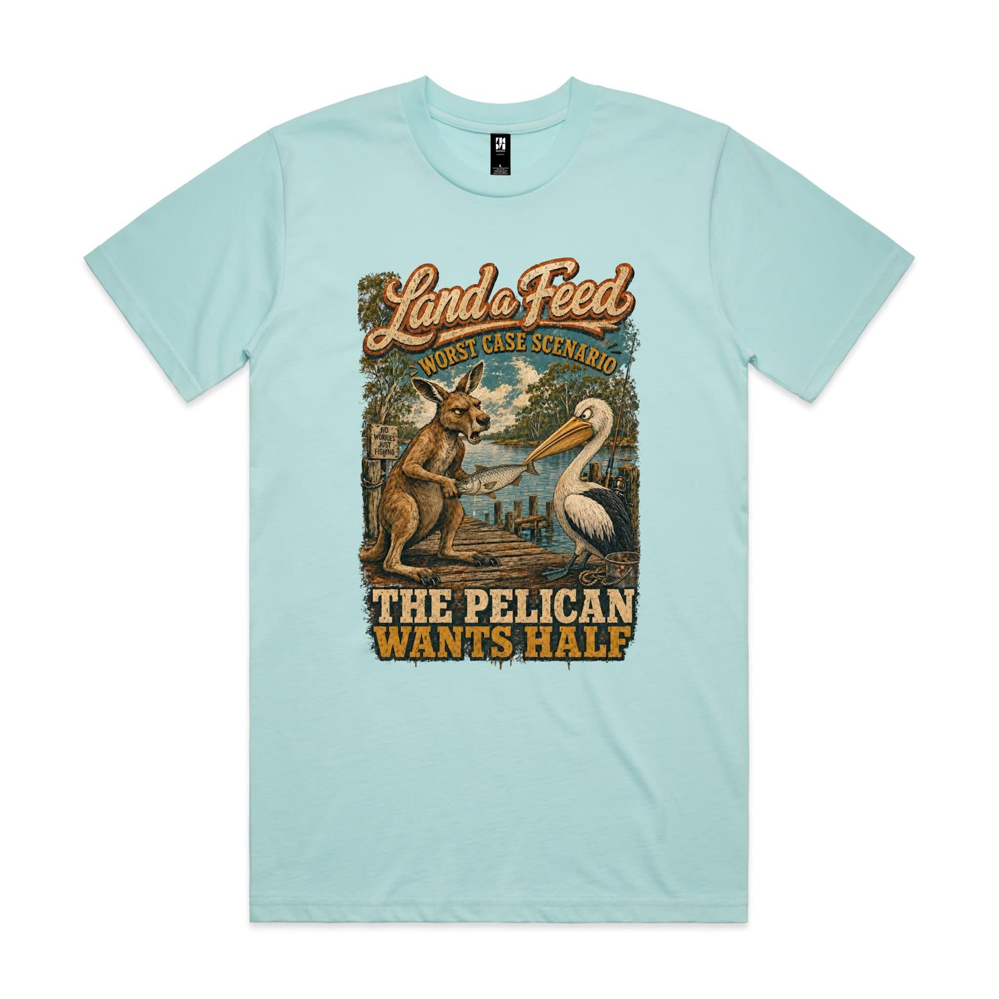 Land a Feed — The Pelican Wants Half | Kangaroo Fishing Tee
