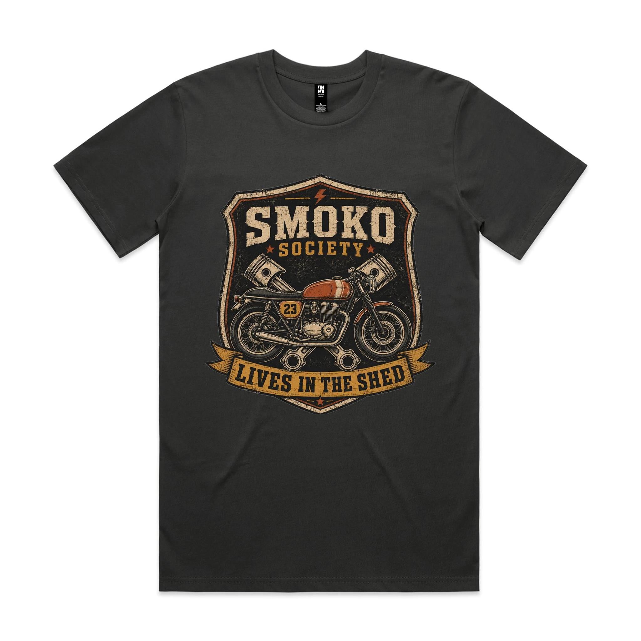 Smoko Society — Lives in the Shed | Cafe Racer Tee