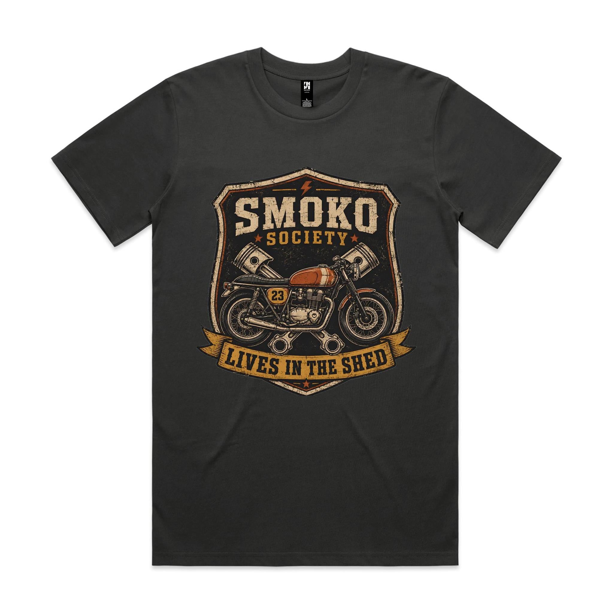 Smoko Society — Lives in the Shed | Cafe Racer Tee