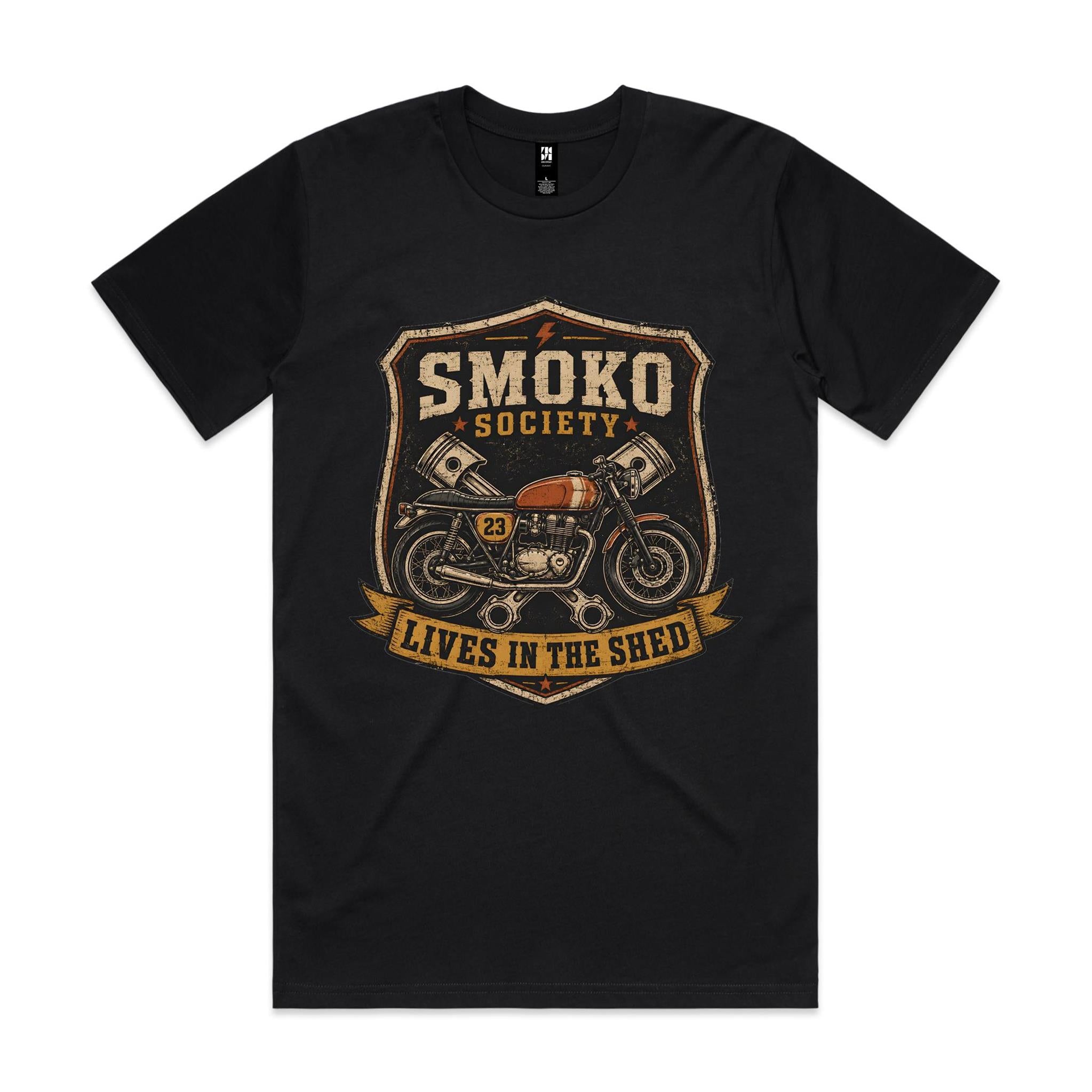 Smoko Society — Lives in the Shed | Cafe Racer Tee