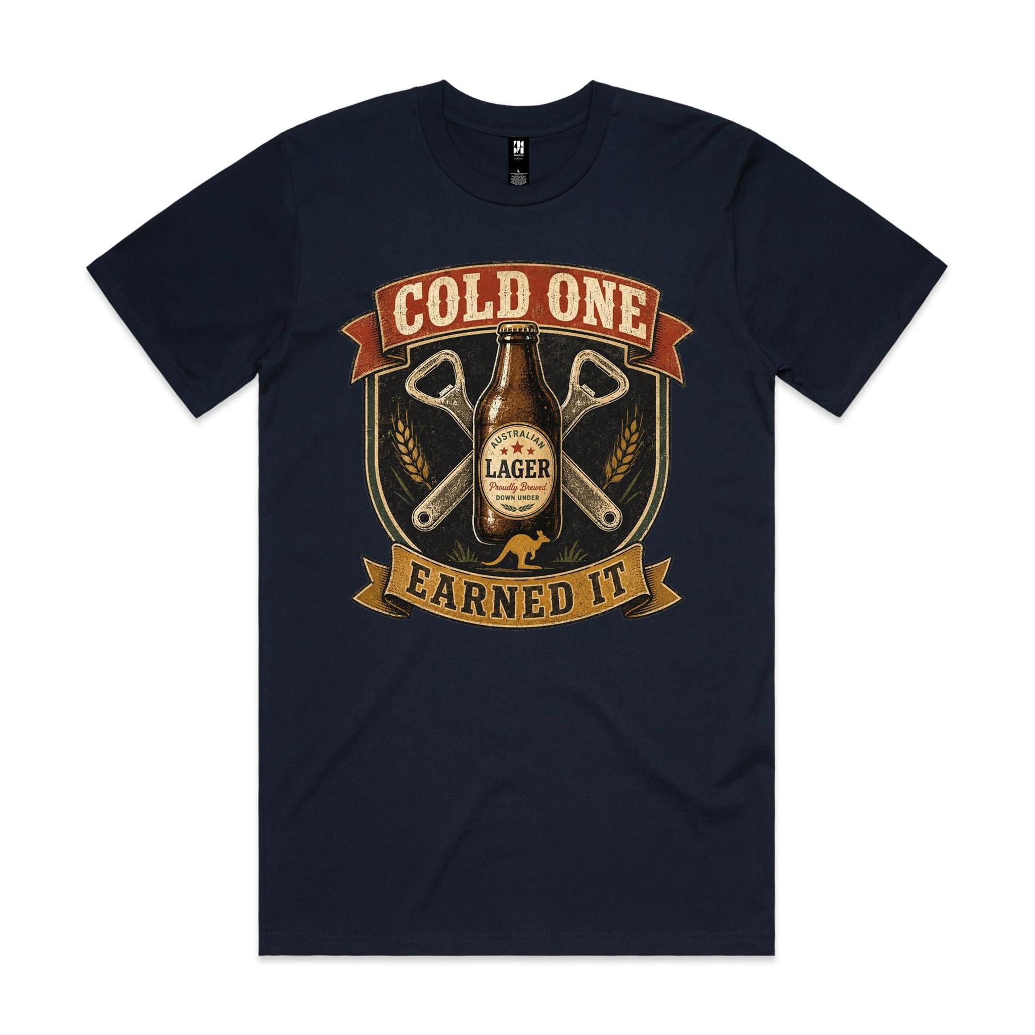 Cold One, Earned It — Aussie Lager Tee