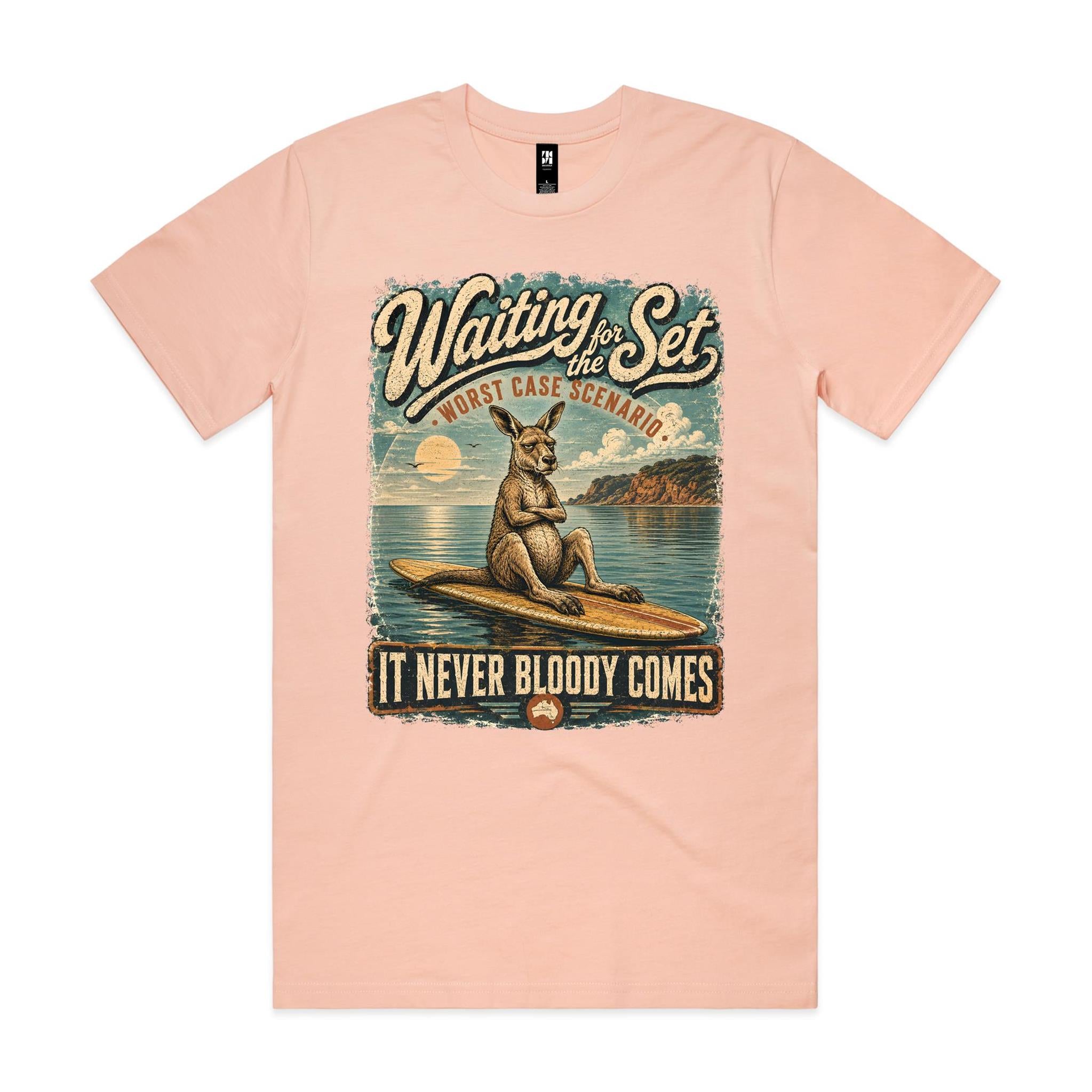 Waiting for the Set — It Never Bloody Comes | Kangaroo Surf Tee