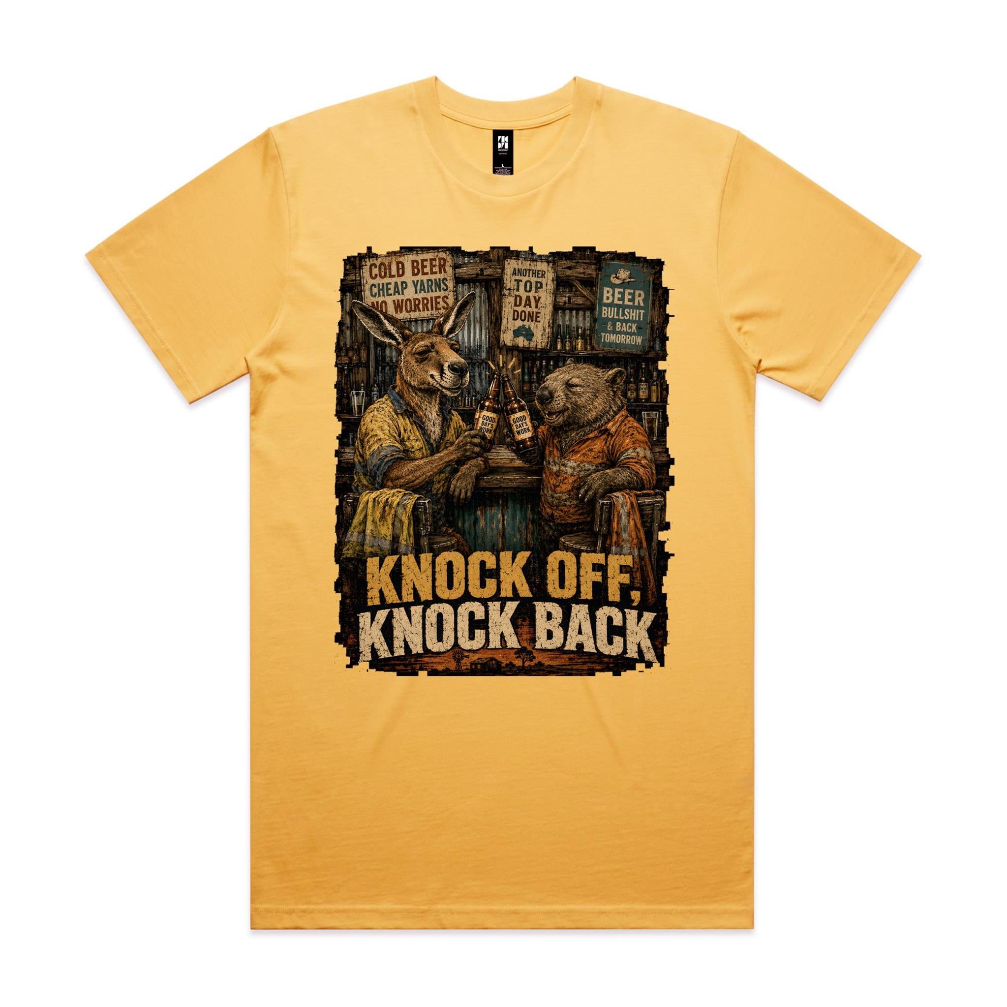 Knock Off, Knock Back — Kangaroo & Wombat Pub Tee