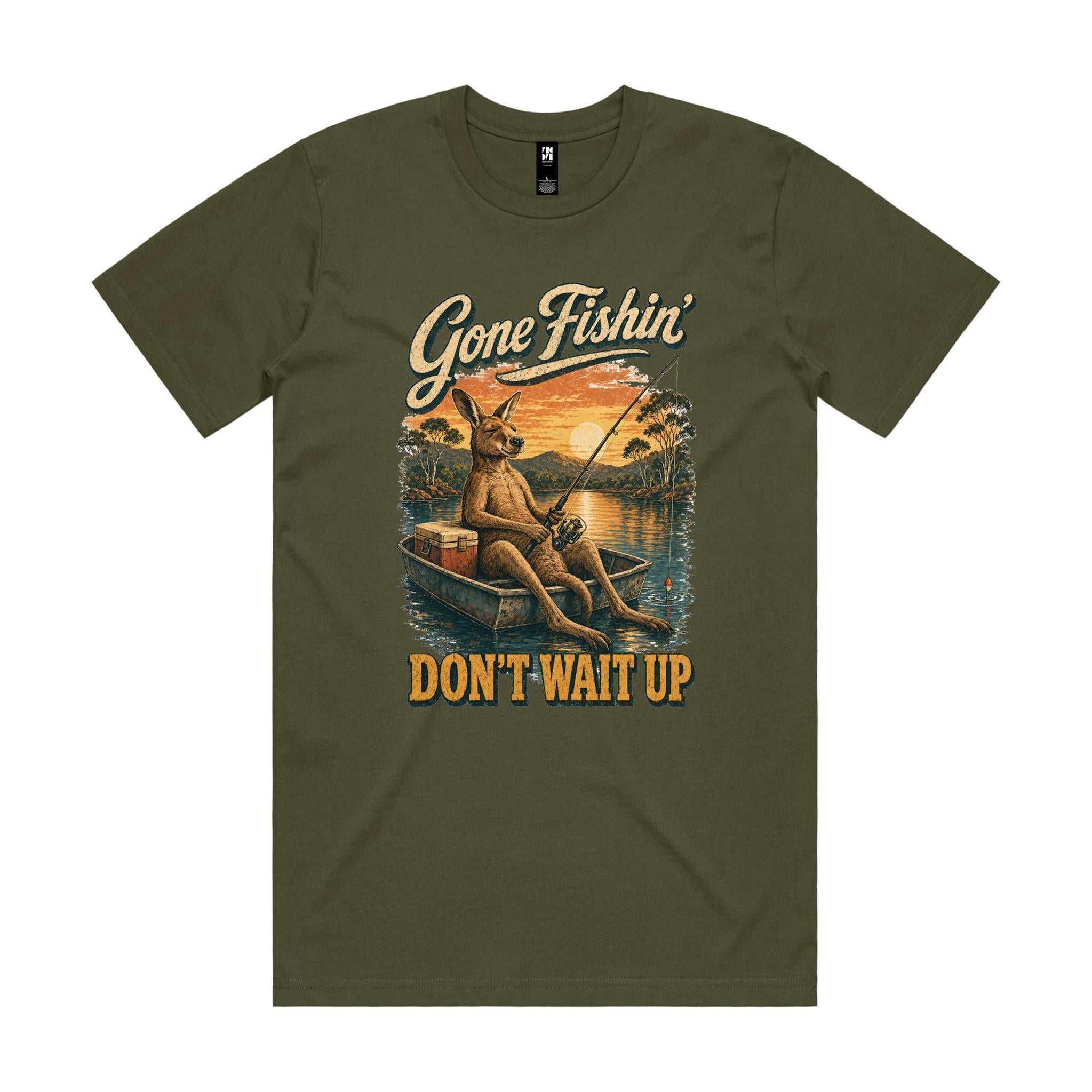 Gone Fishin' Don't Wait Up — Kangaroo Boat Tee