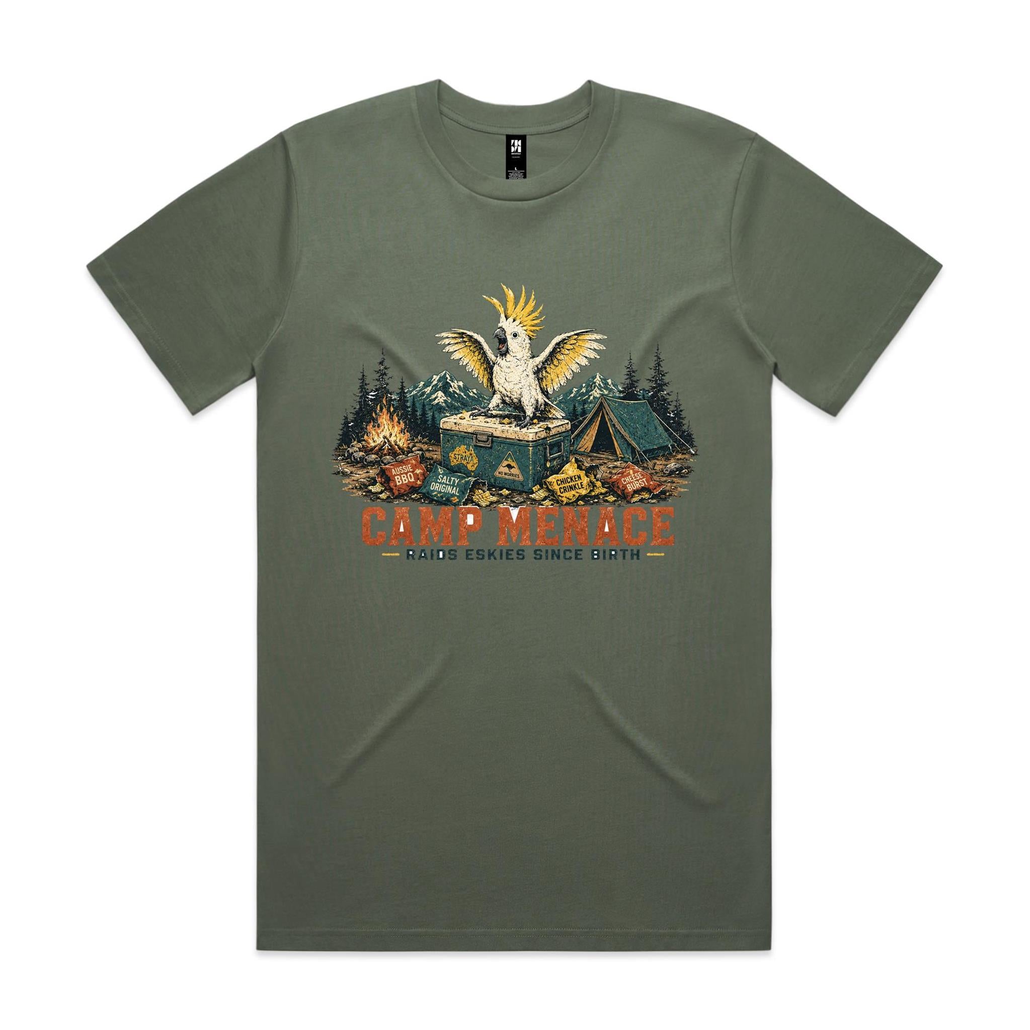Camp Menace — Raids Eskies Since Birth | Cockatoo Camping Tee