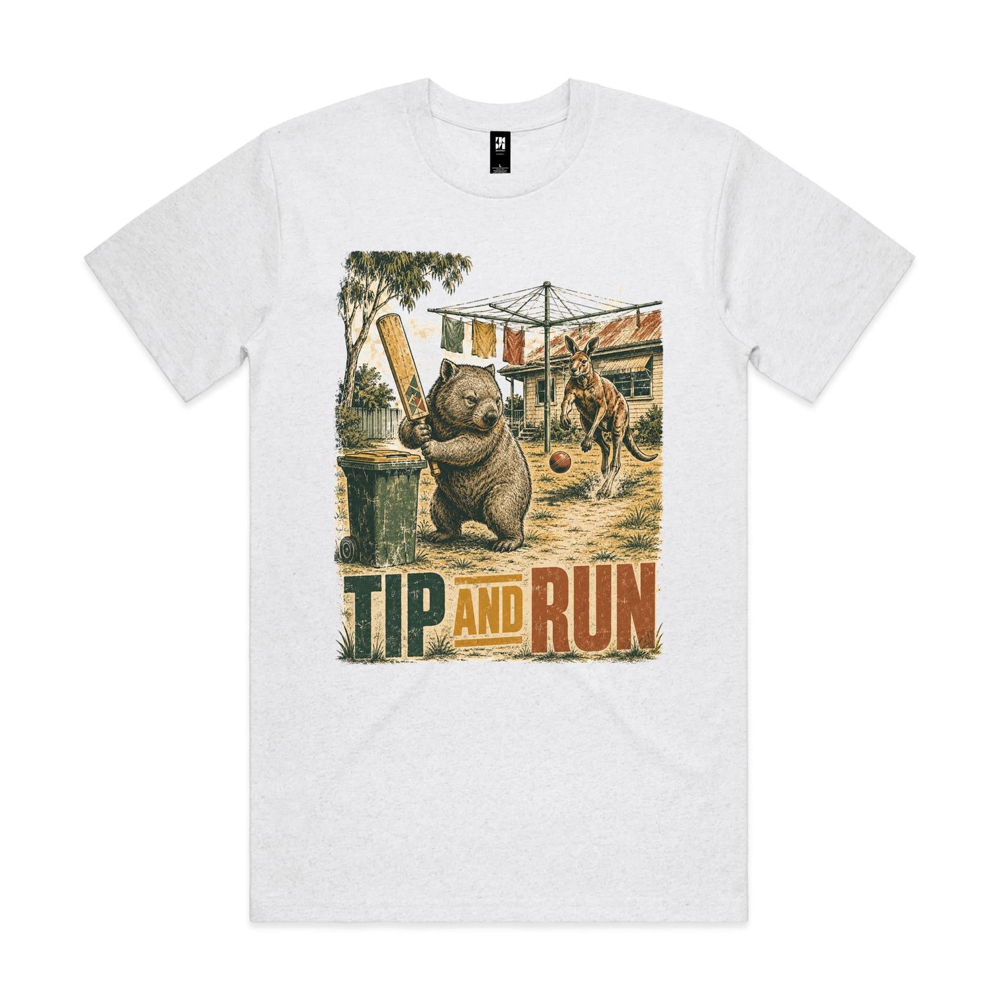 Tip and Run — Wombat Backyard Cricket Tee