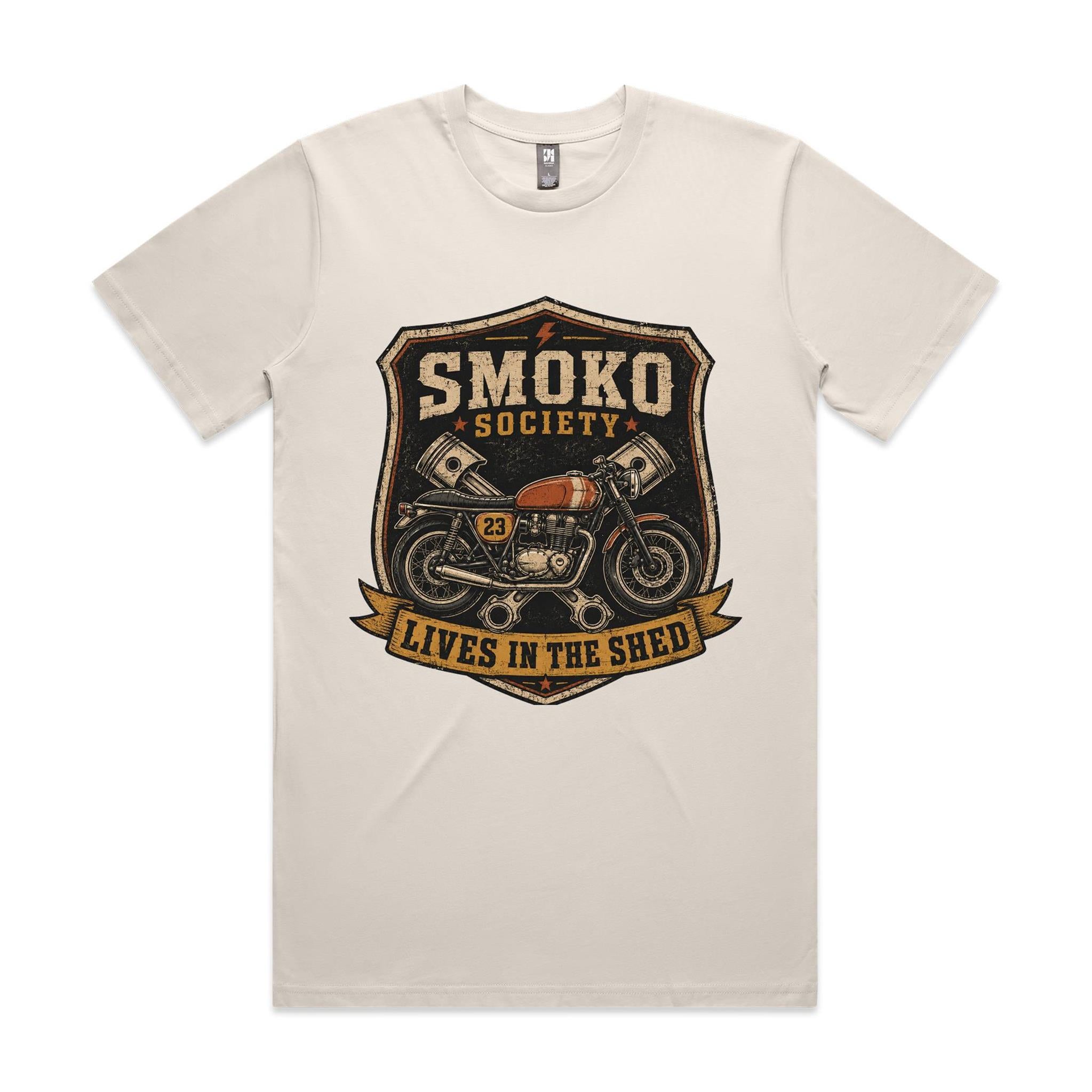 Smoko Society — Lives in the Shed | Cafe Racer Tee