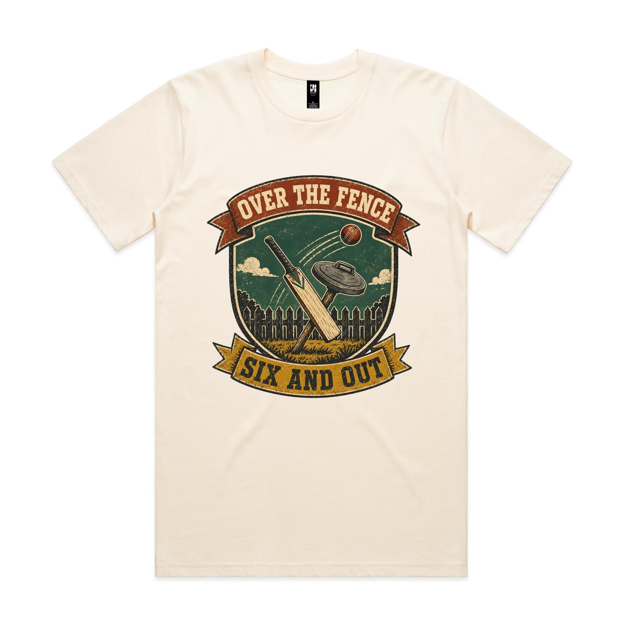 Over the Fence, Six and Out — Backyard Cricket Tee