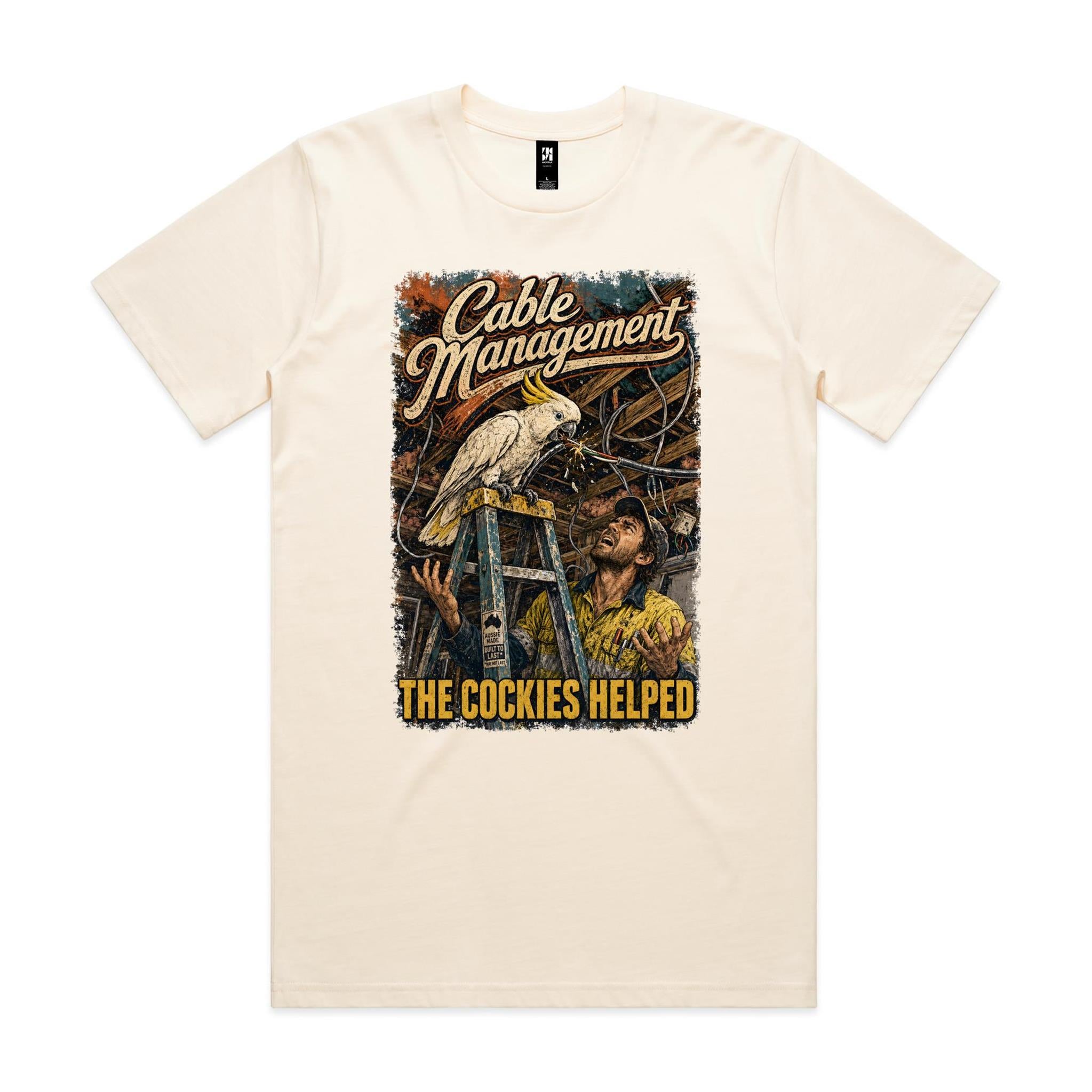 Cable Management — The Cockies Helped | Cockatoo Sparky Tee