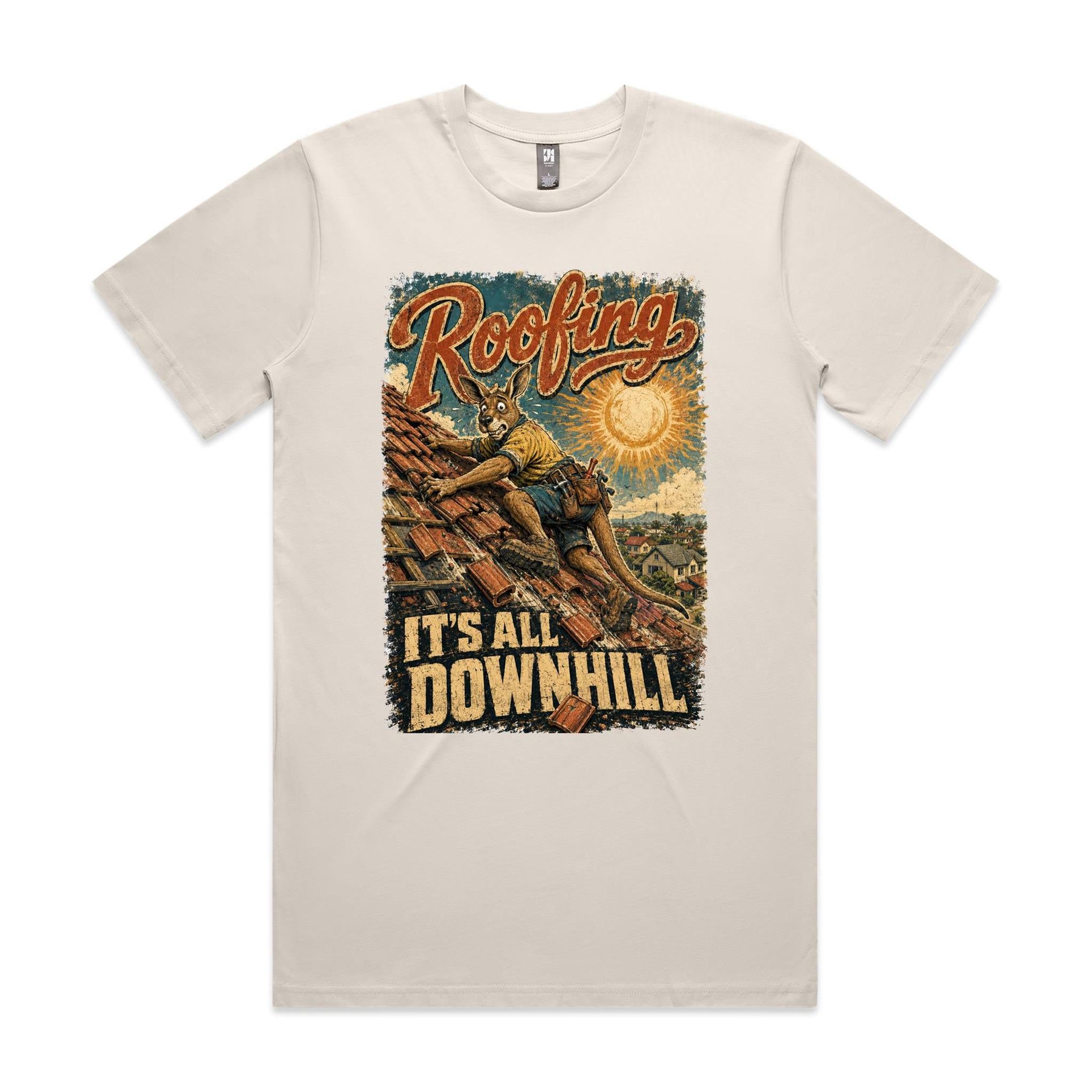 Roofing — It's All Downhill | Kangaroo Roofer Tee