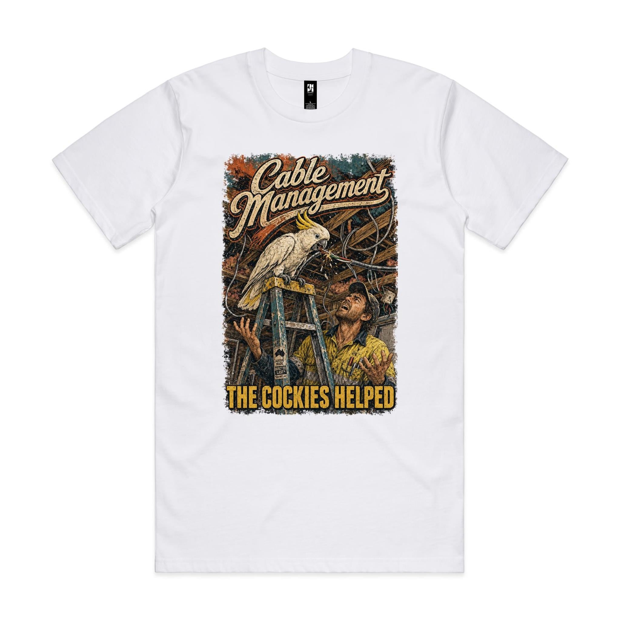 Cable Management — The Cockies Helped | Cockatoo Sparky Tee